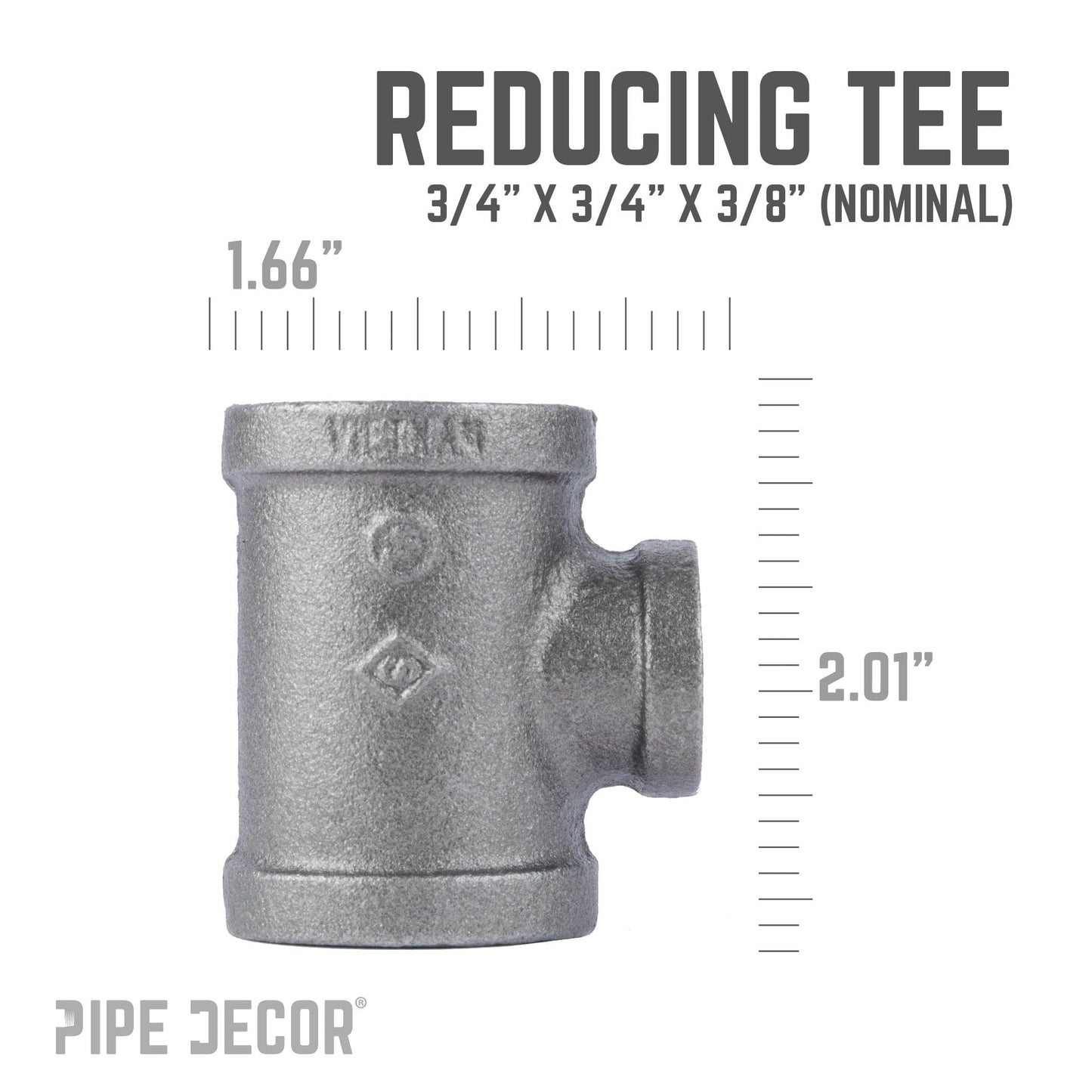 3/4 in. x 3/4 in. x 3/8 in. Black Reducing Tee