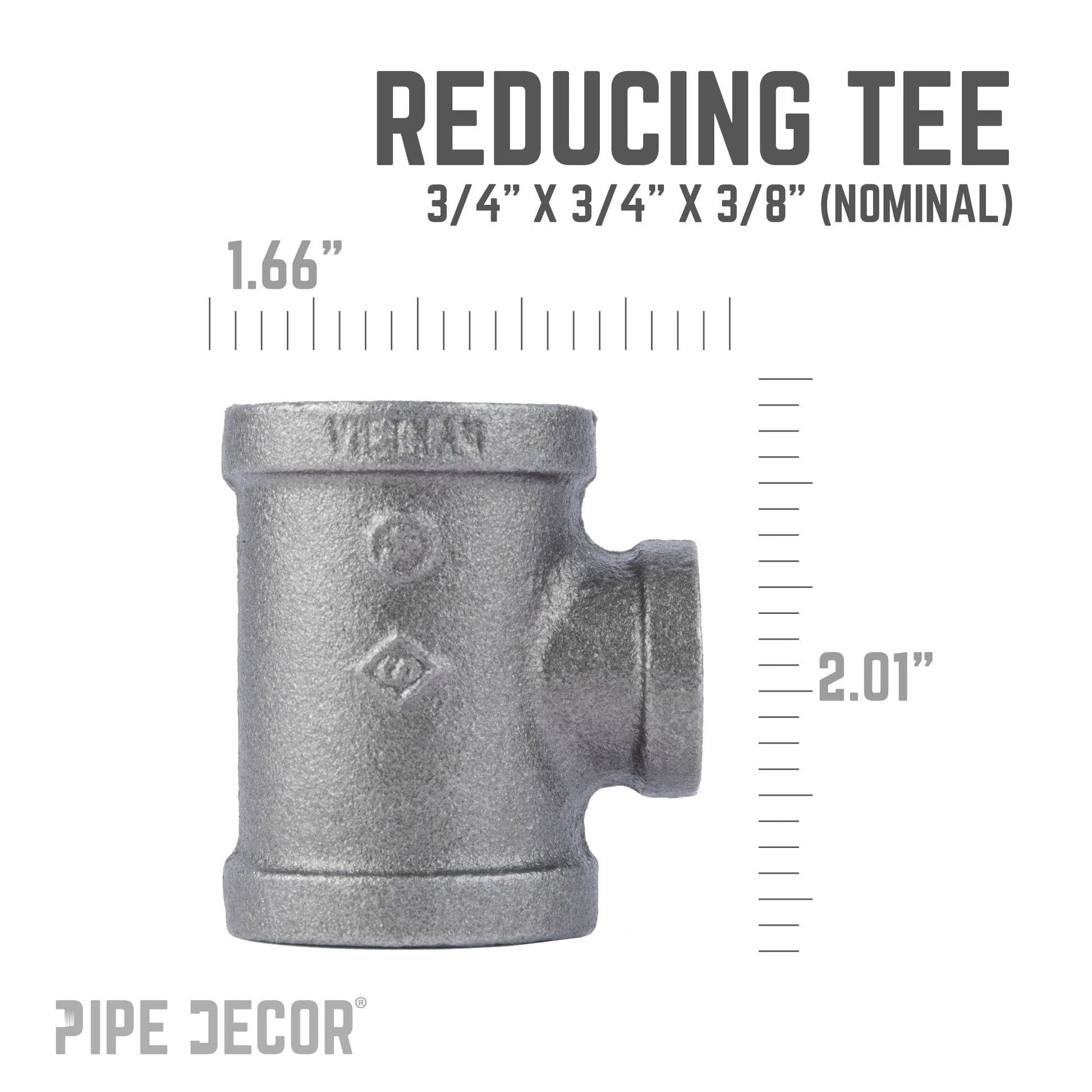 3/4 in. x 3/4 in. x 3/8 in. Black Reducing Tee