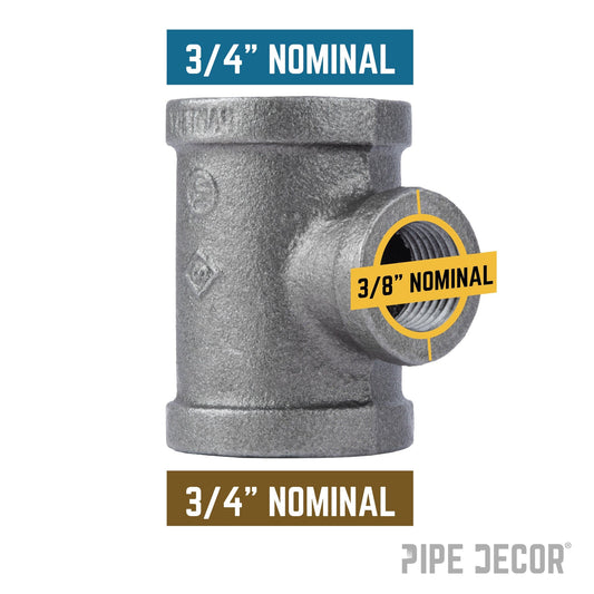 3/4 in. x 3/4 in. x 3/8 in. Black Reducing Tee