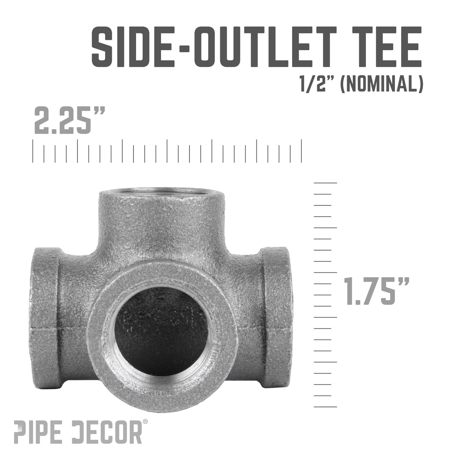 1/2 in. Black Side Outlet Tee