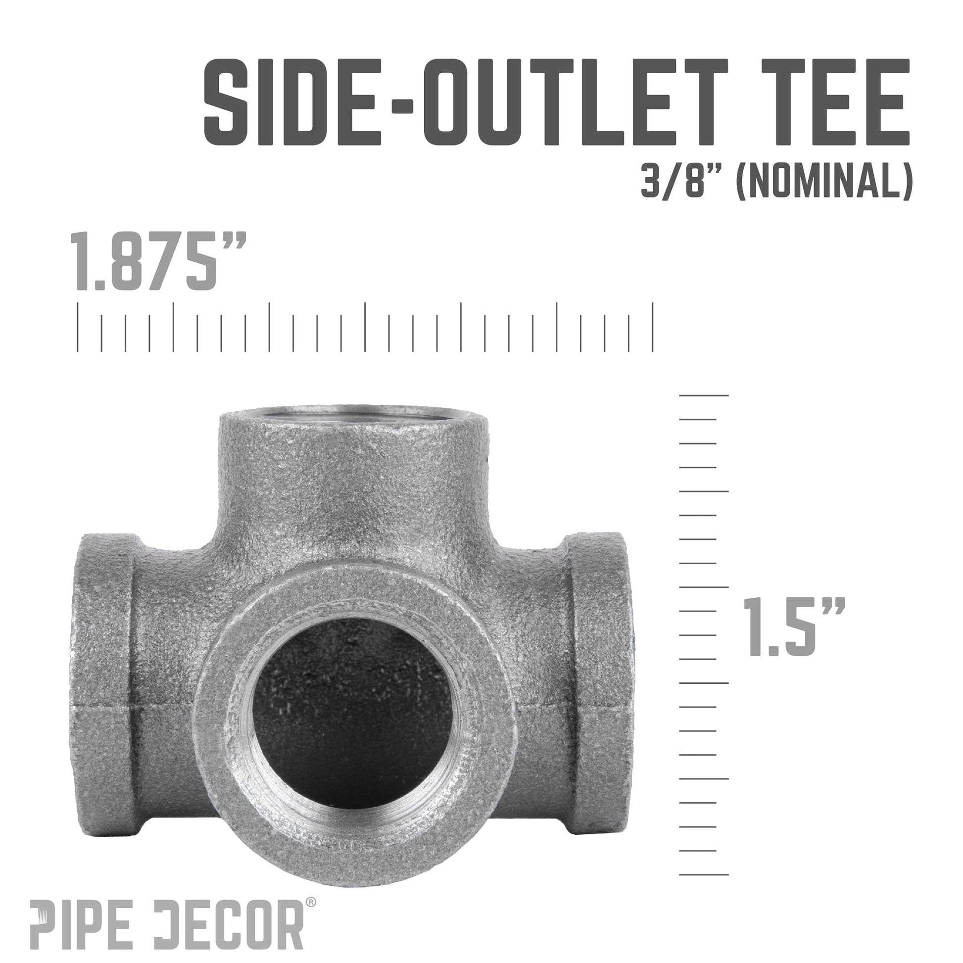 3/8 in. Black Side Outlet Tee