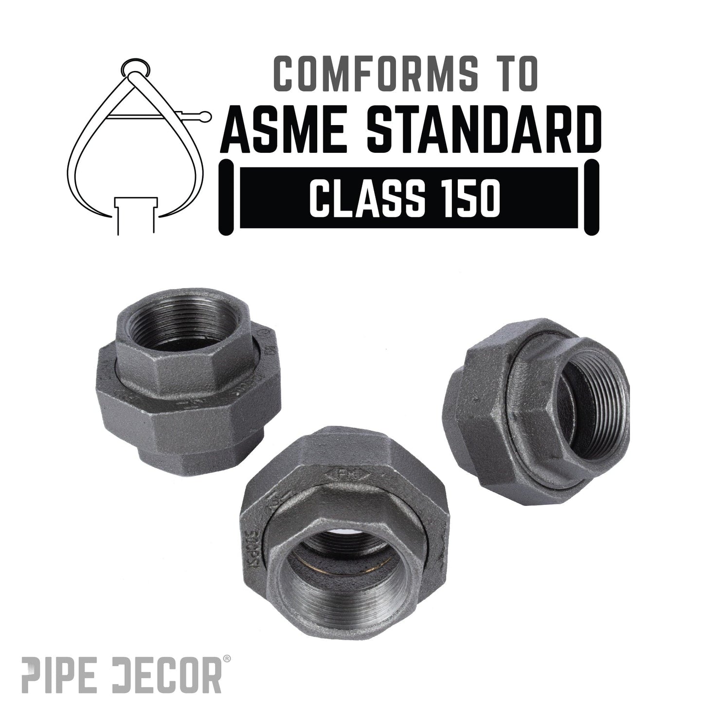 1 1/2 in. Black Union