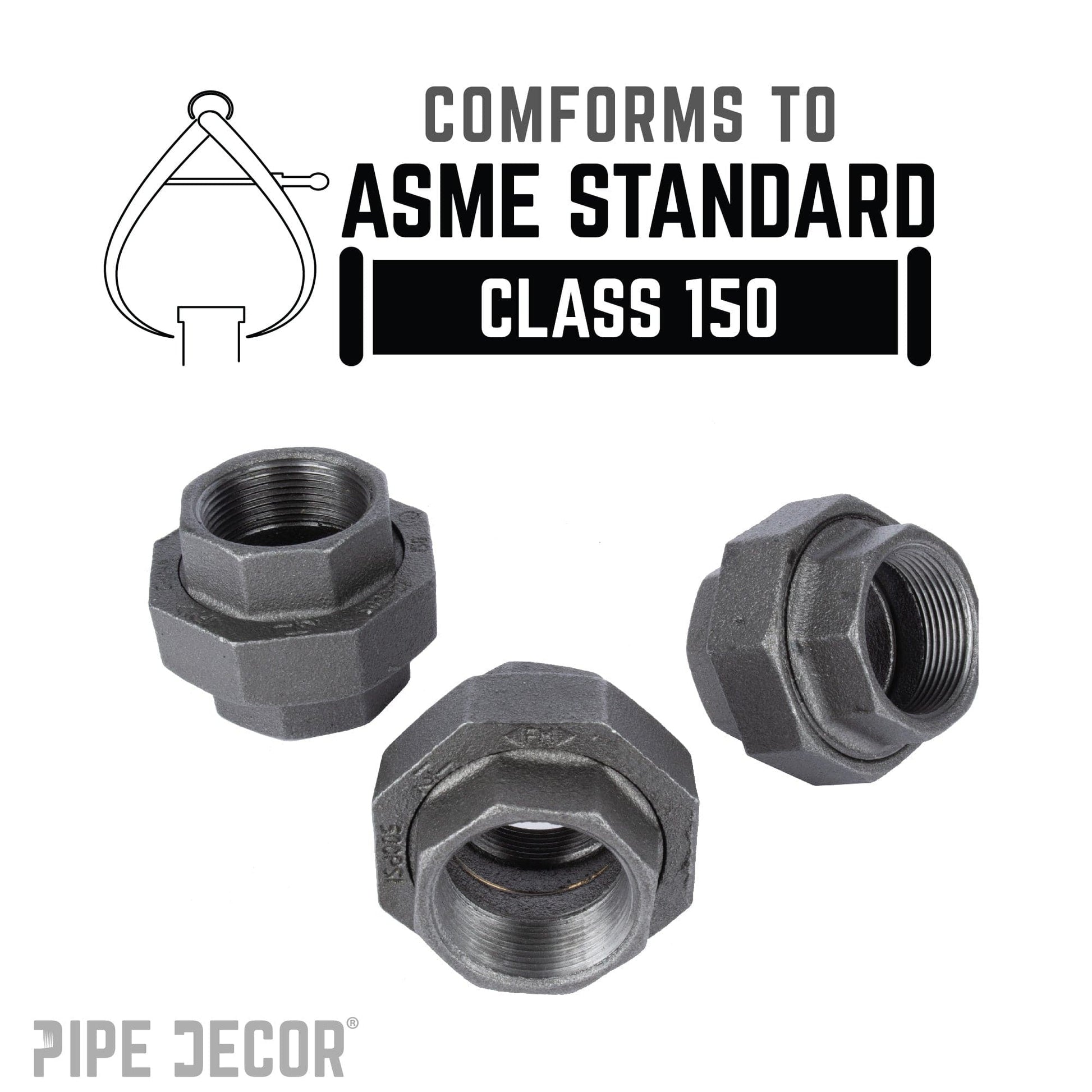 1 1/2 in. Black Union