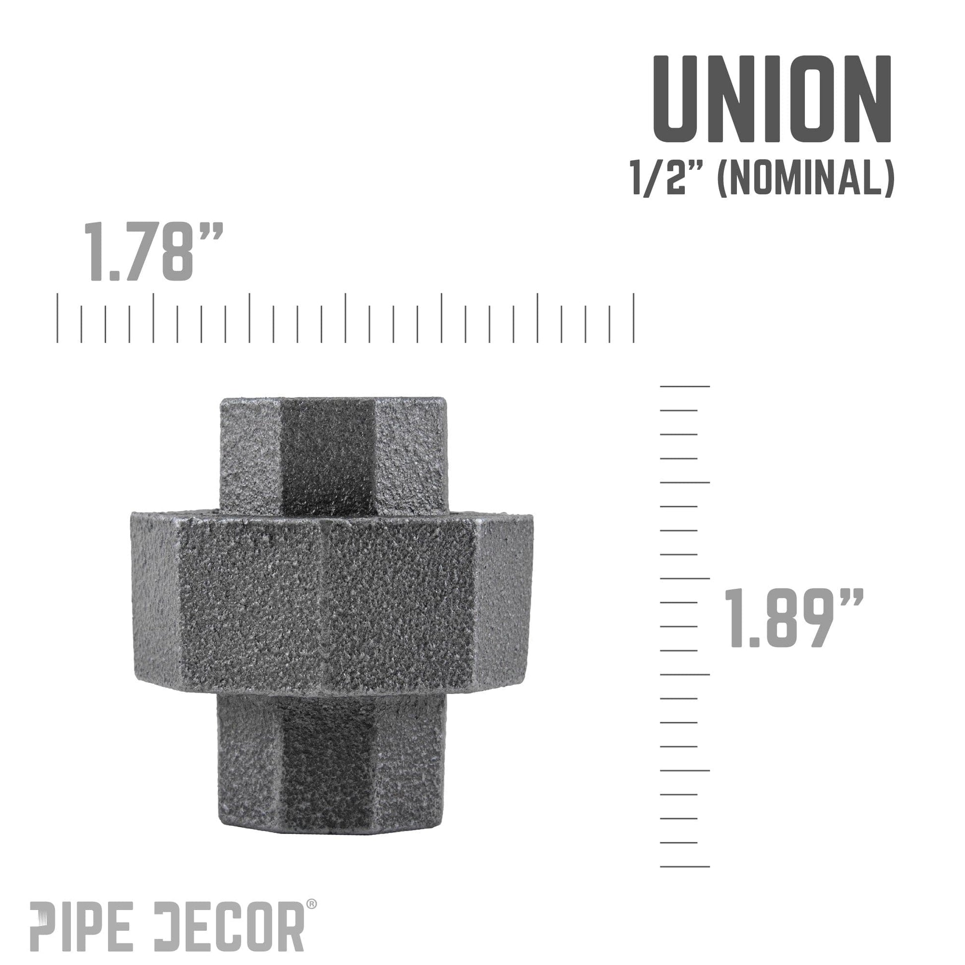 1/2 in. Black Union