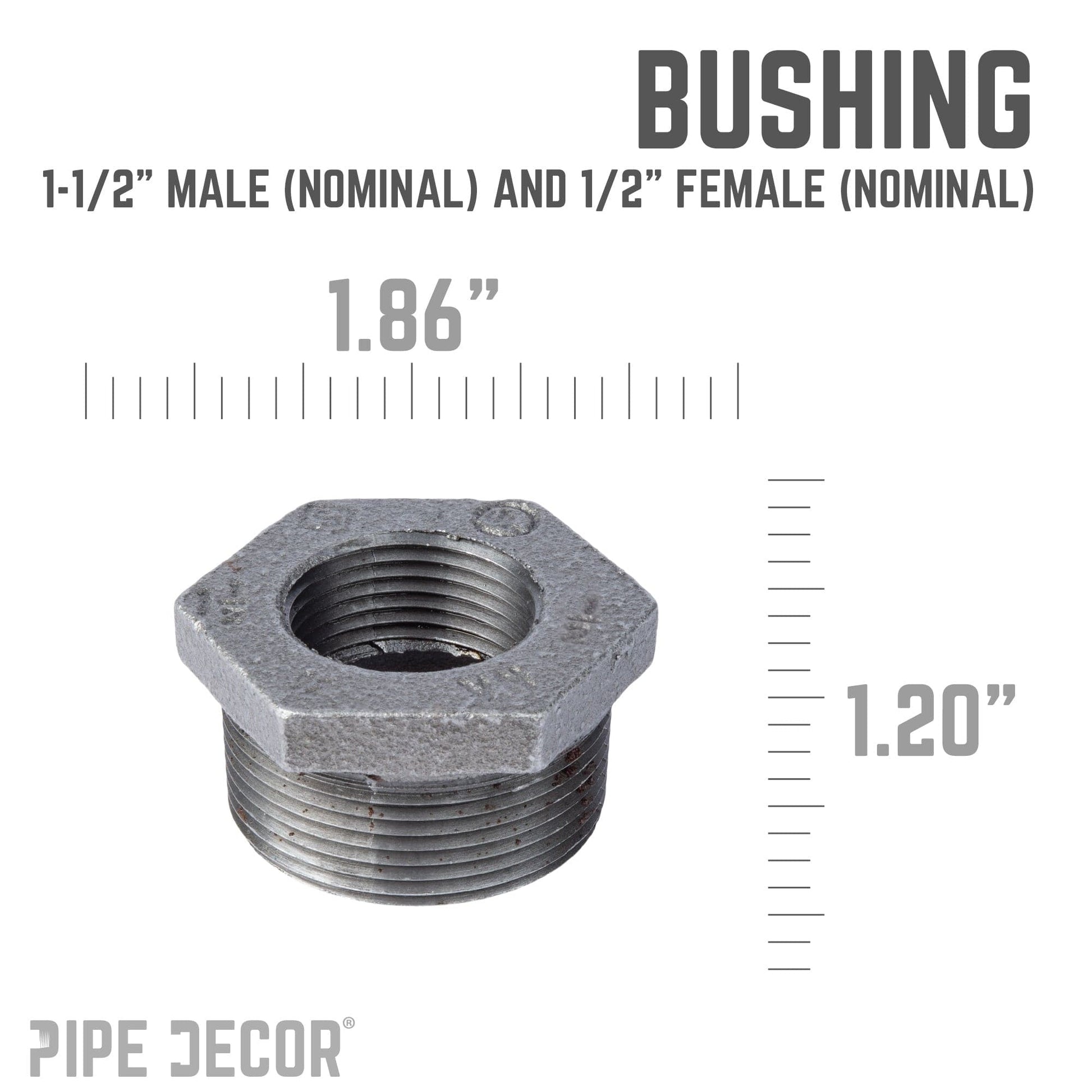 1 1/2 in. x 1/2 in. Black Bushing