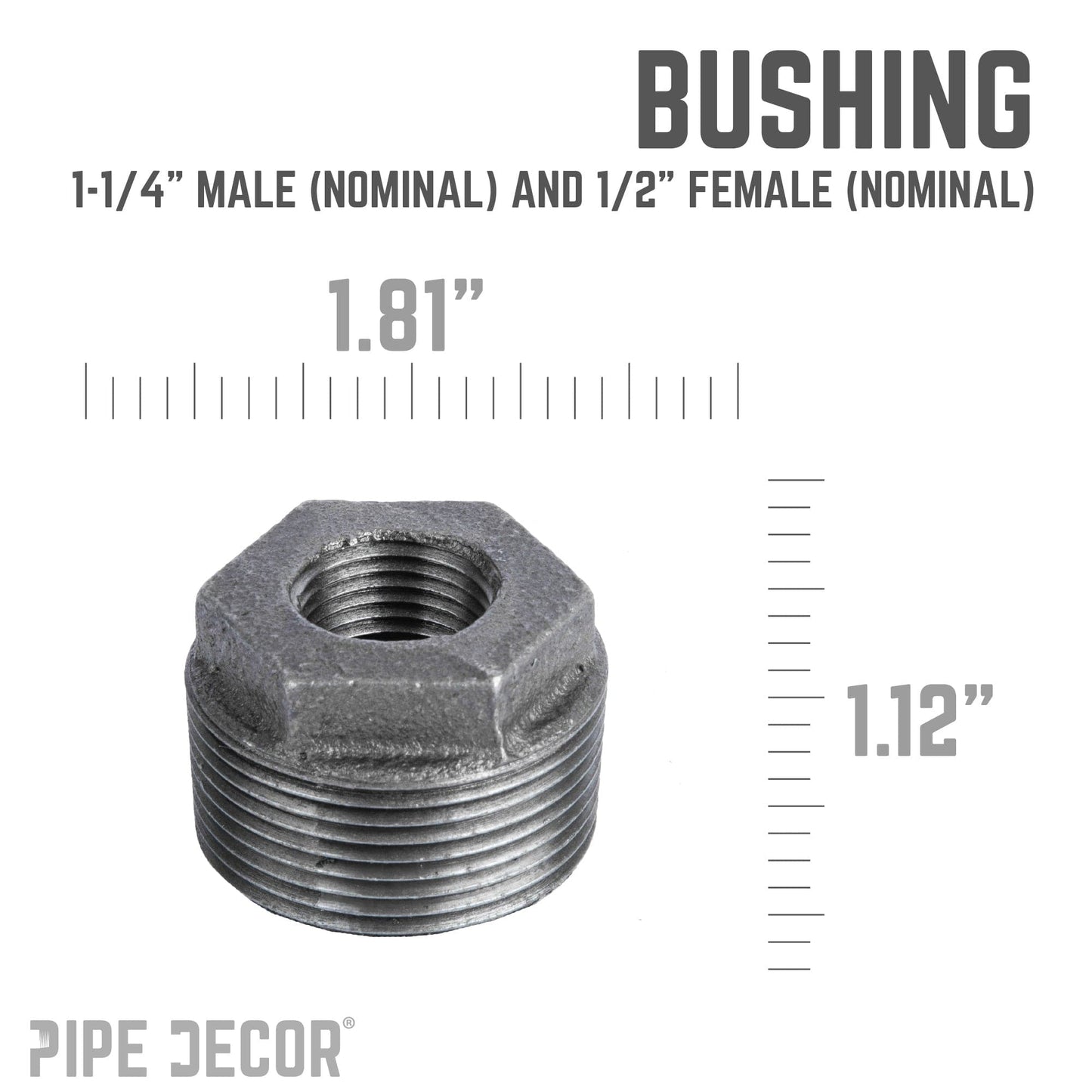 1 1/4 in. x 1/2 in. Black Bushing
