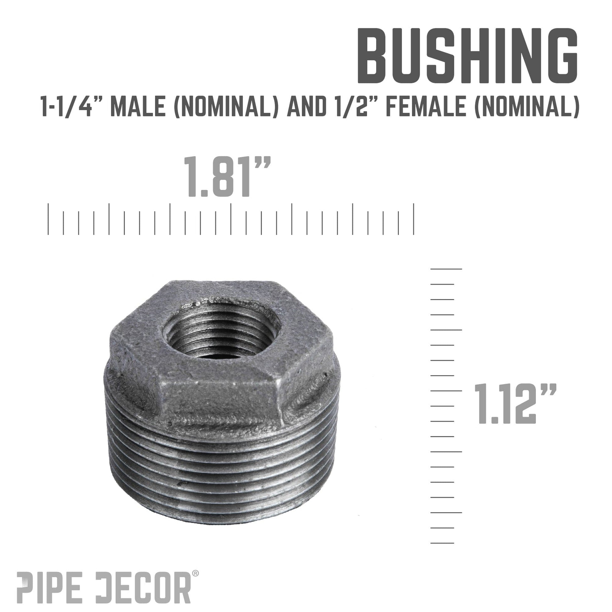 1 1/4 in. x 1/2 in. Black Bushing