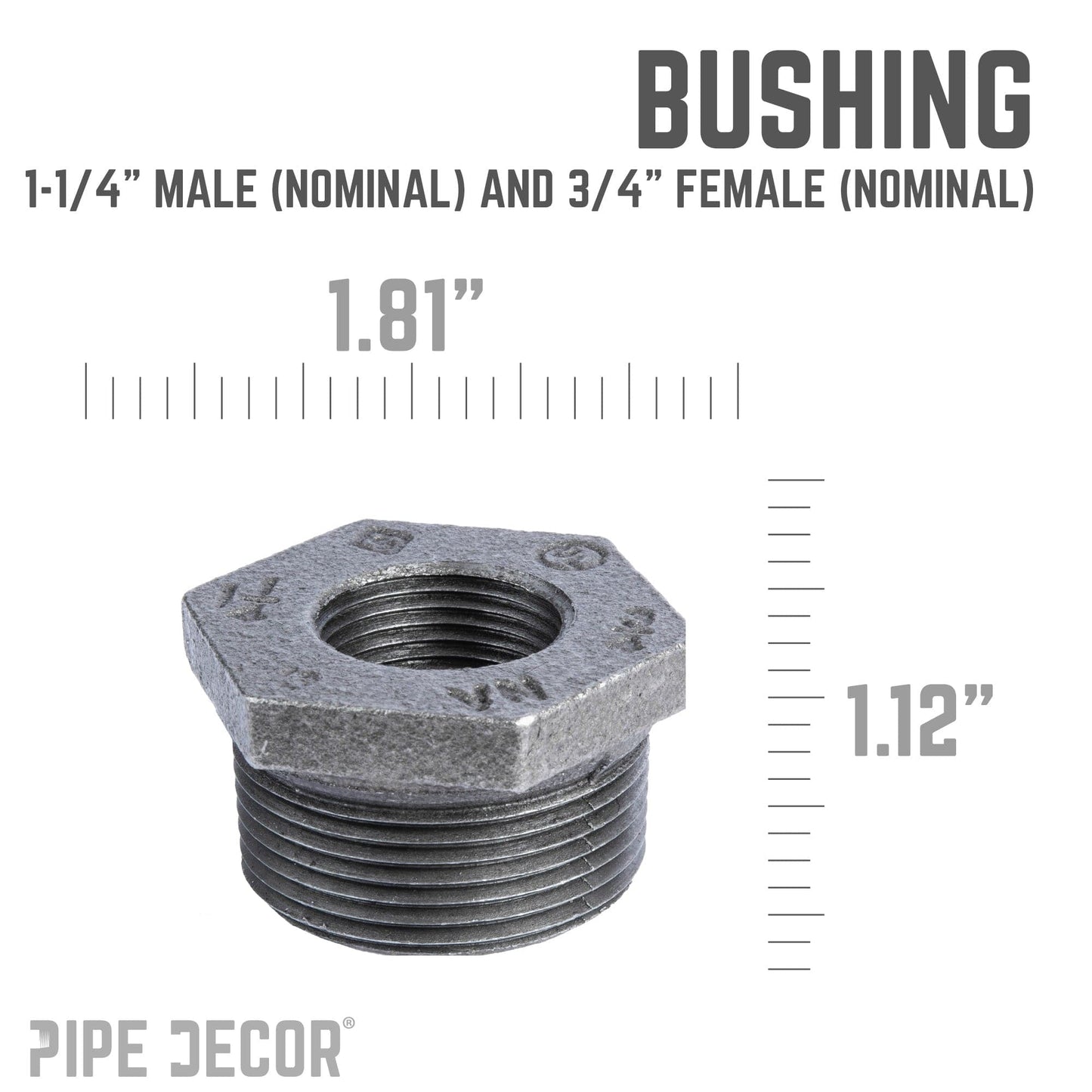 1 1/4 in. x 3/4 in. Black Bushing