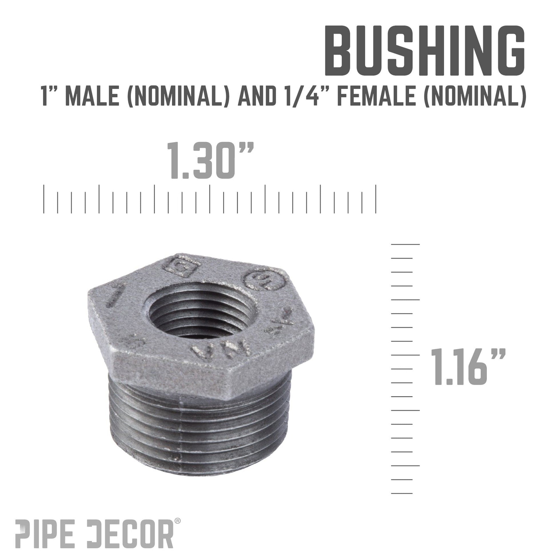 1 in. x 1/4 in. Black Bushing