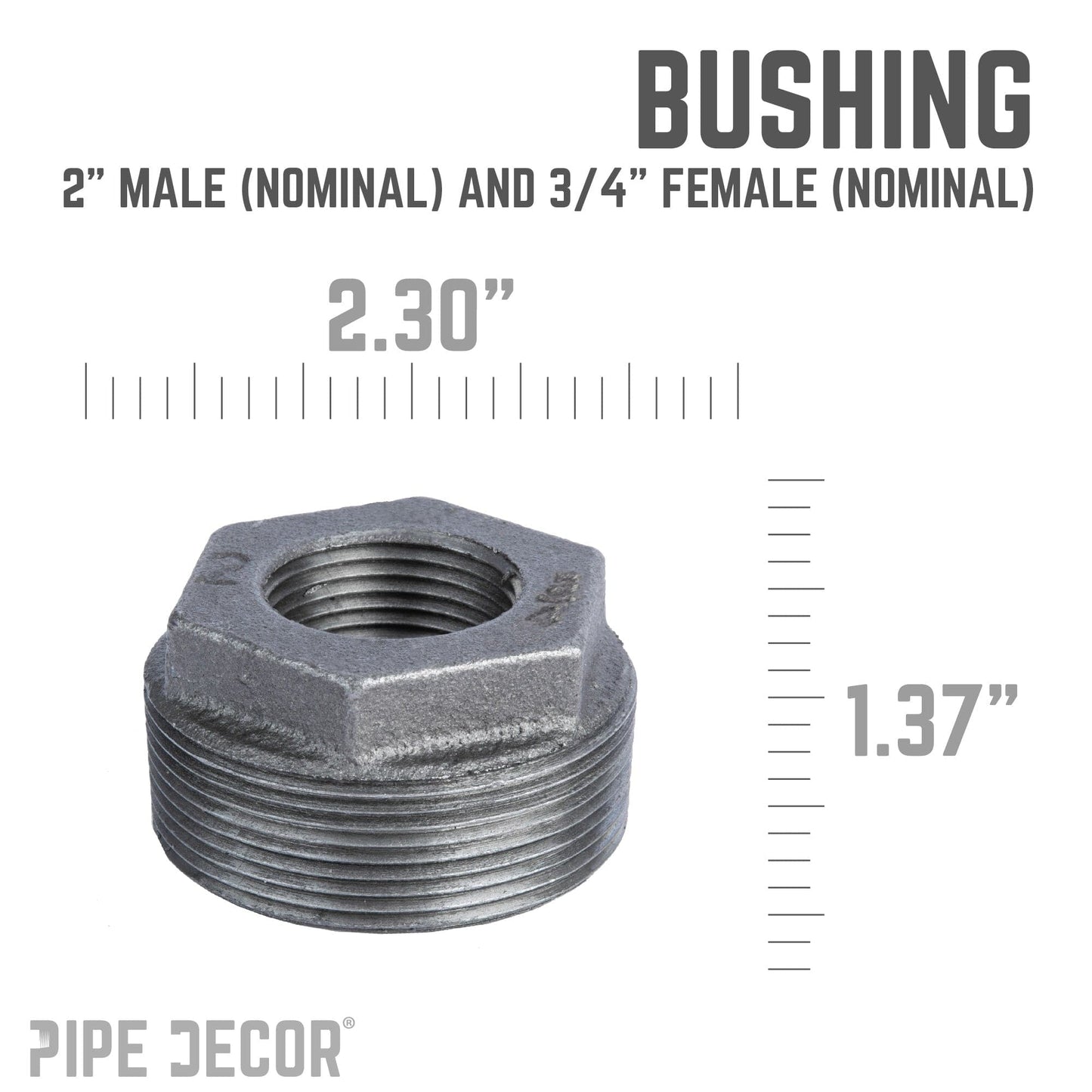 2 in. x 3/4 in. Black Bushing