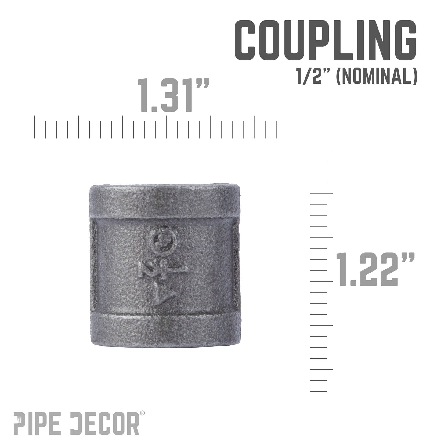 1/2 in. Black Coupling