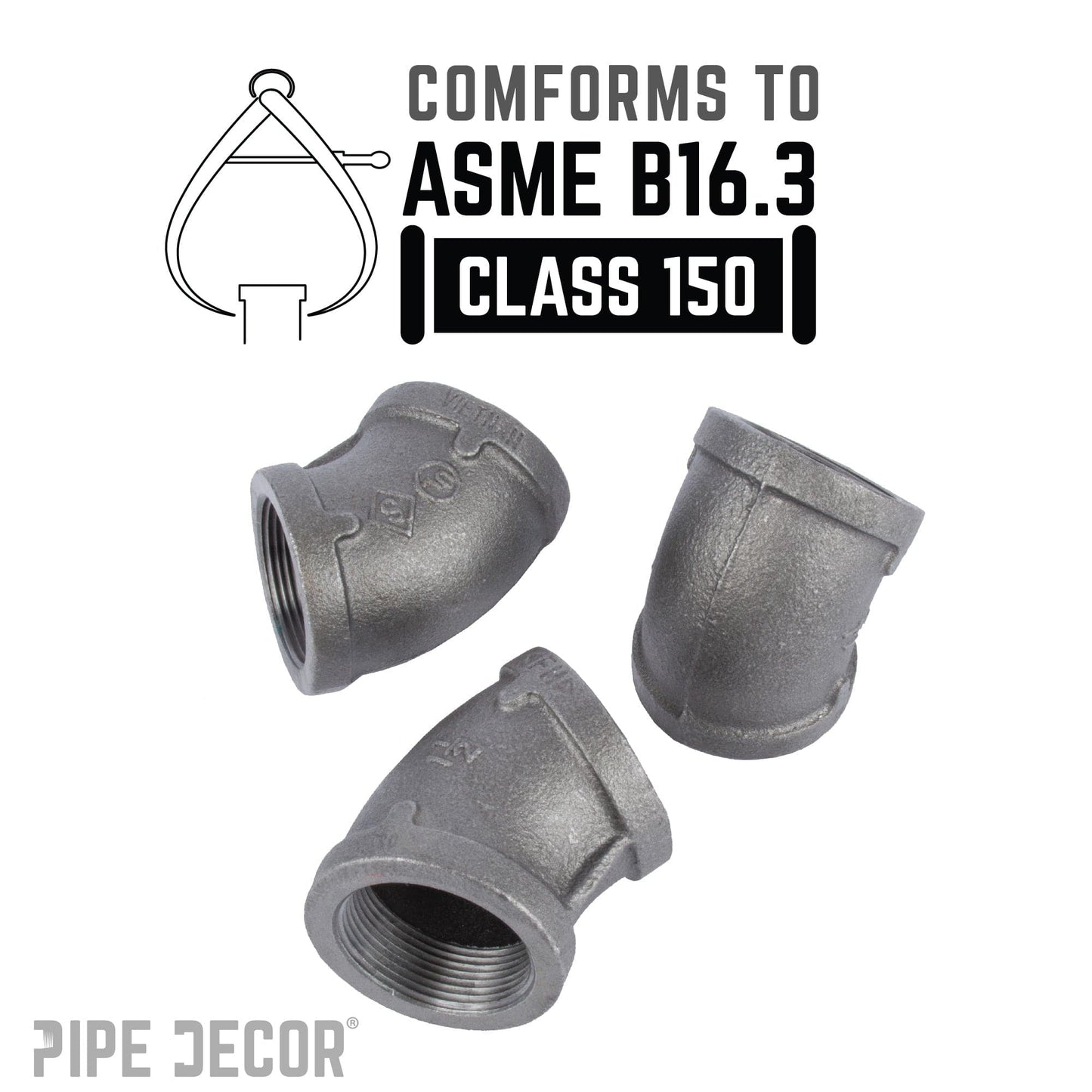 1 1/2 in. Black 45 Degree Elbow