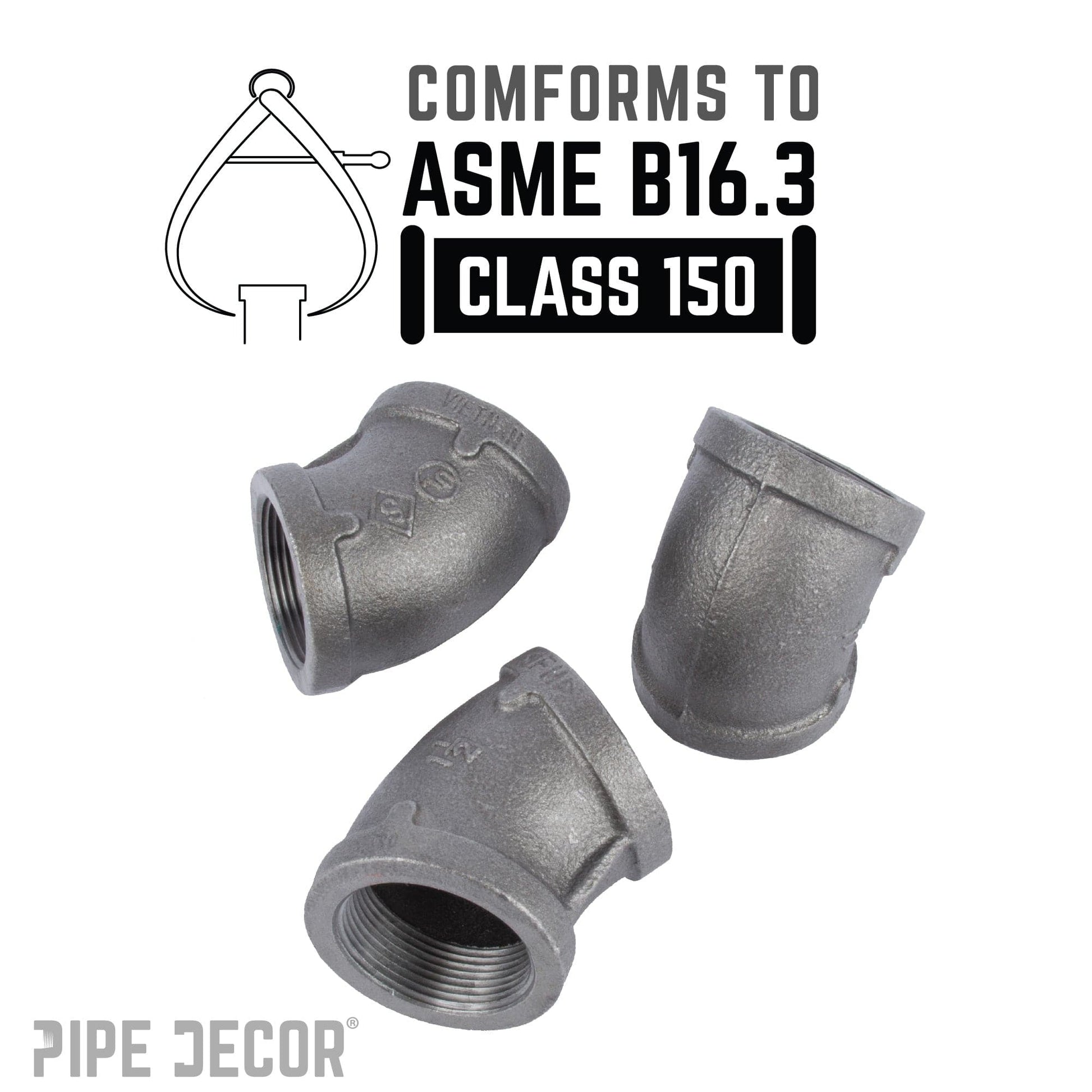 1 1/2 in. Black 45 Degree Elbow