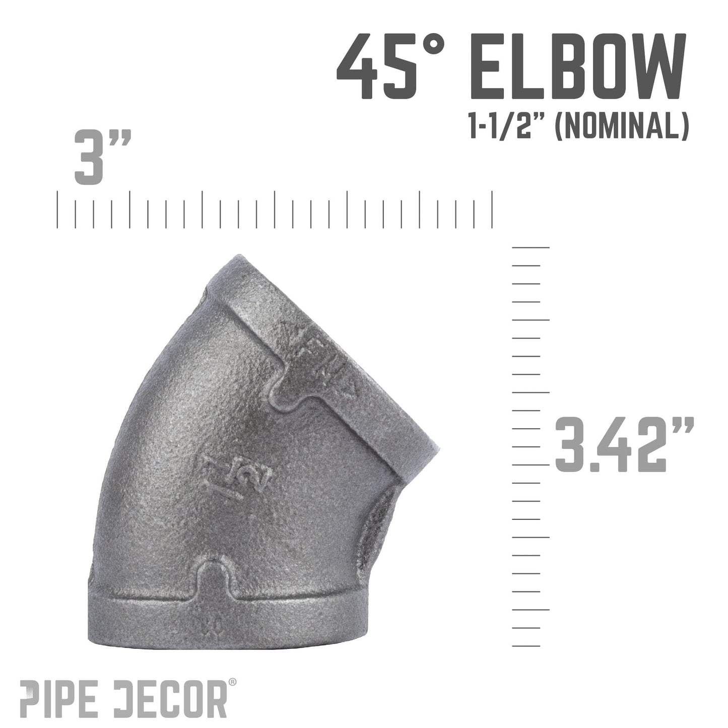 1 1/2 in. Black 45 Degree Elbow