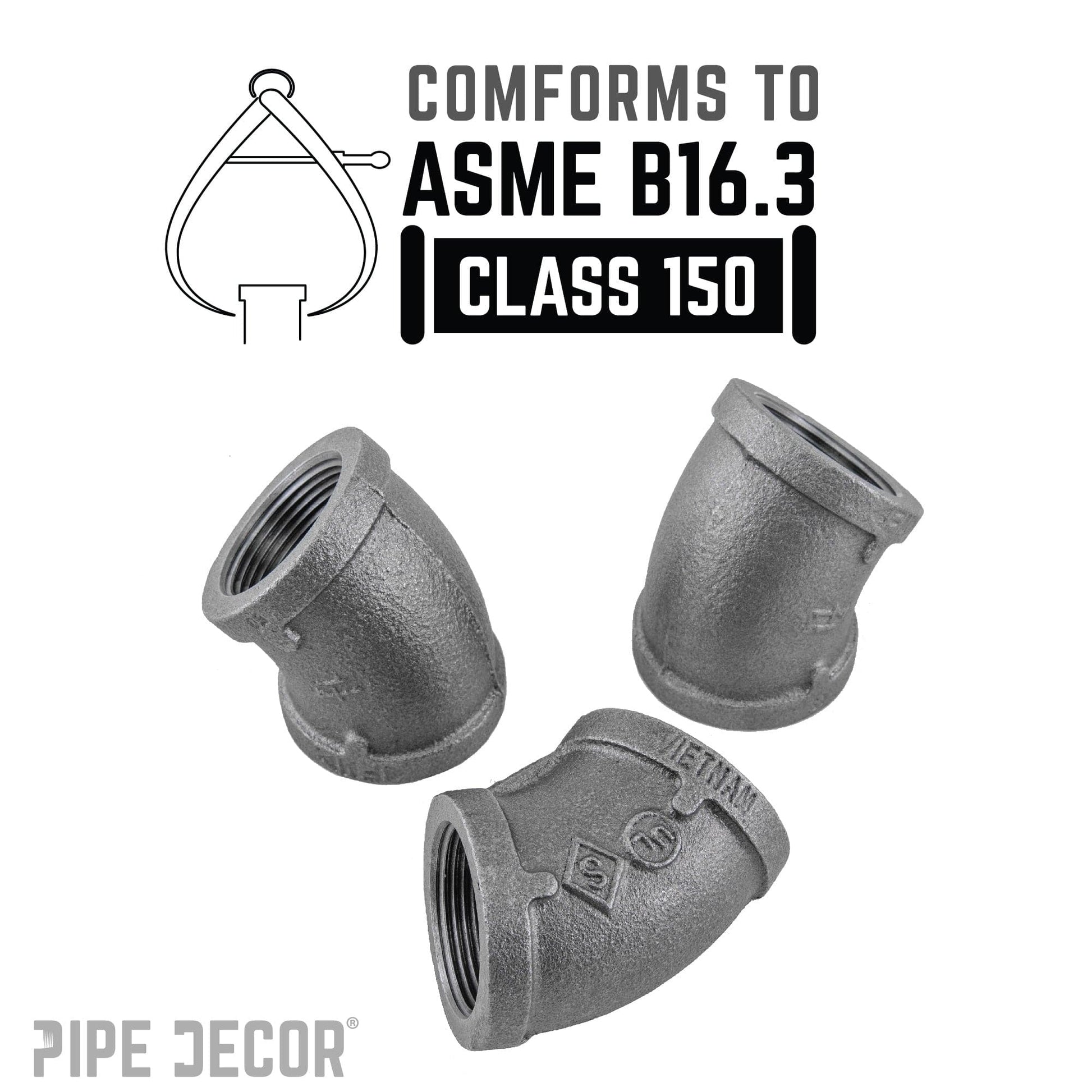 1 1/4 in. Black 45 Degree Elbow