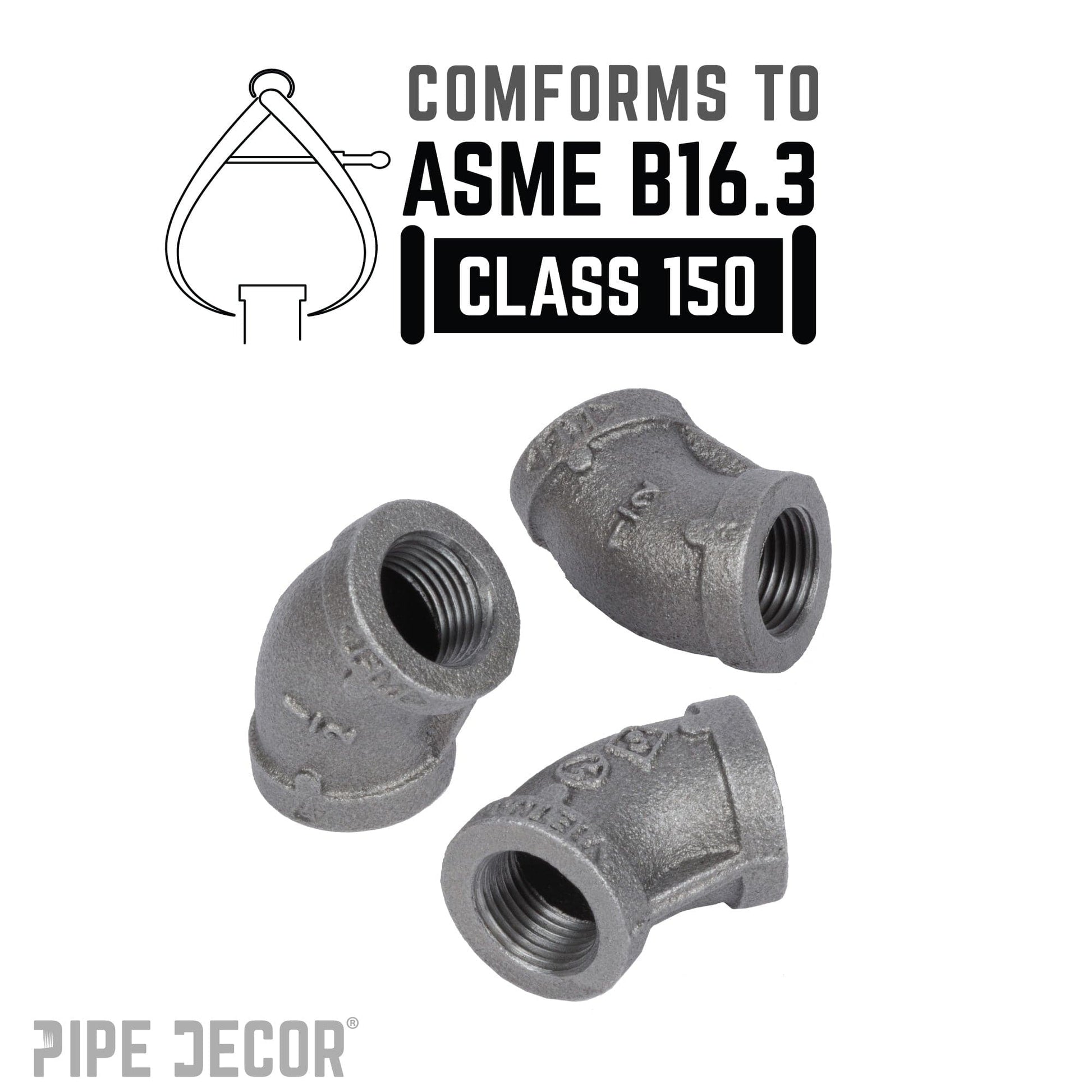 1/2 in. Black 45 Degree Elbow