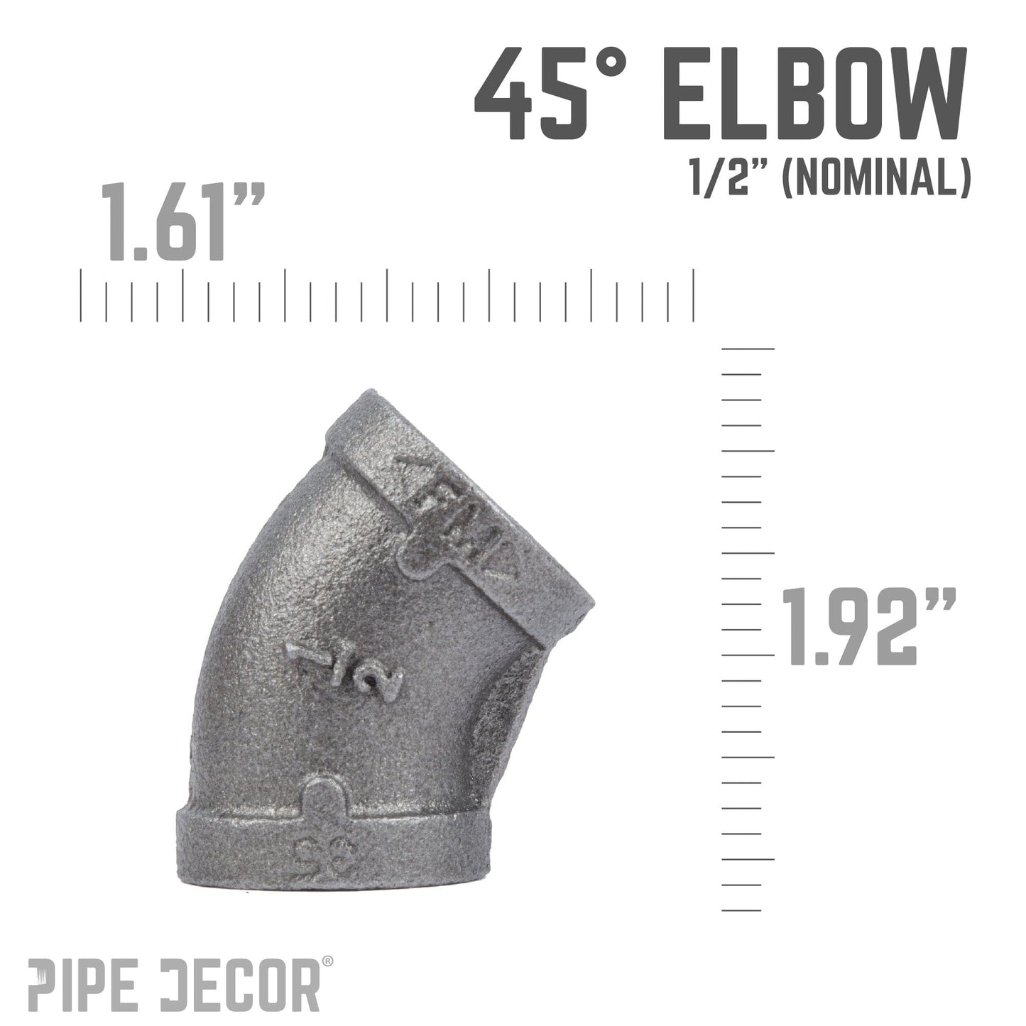 1/2 in. Black 45 Degree Elbow