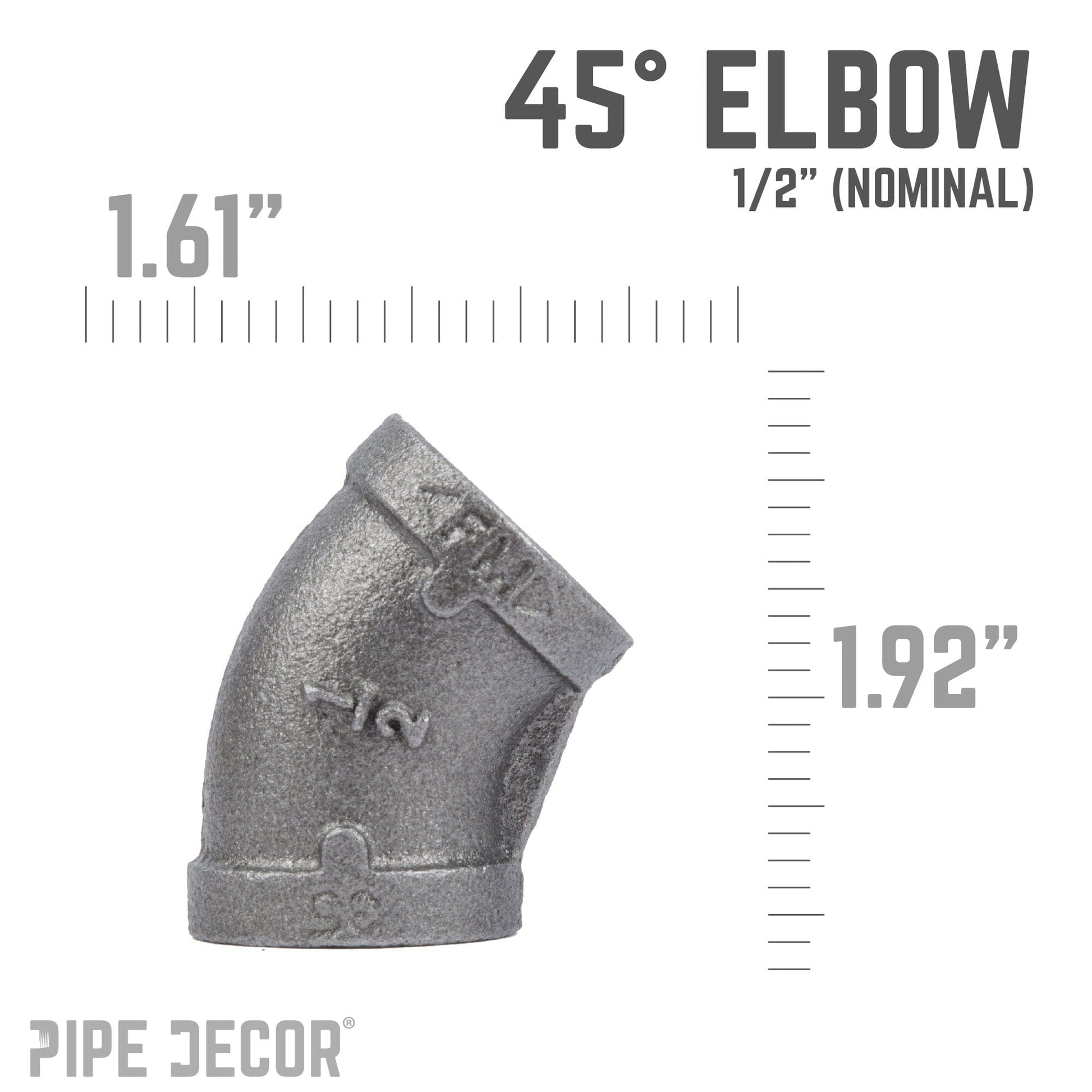 1/2 in. Black 45 Degree Elbow