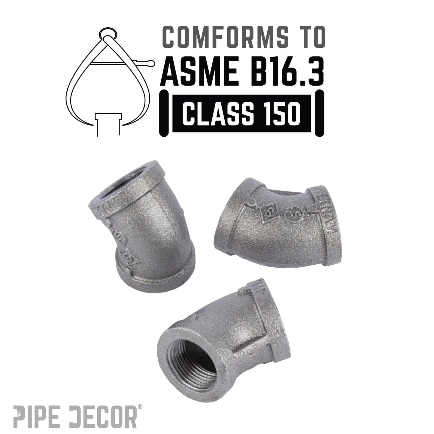 1/4 in. Black 45 Degree Elbow