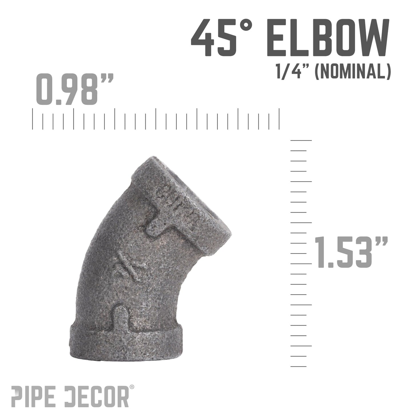 1/4 in. Black 45 Degree Elbow