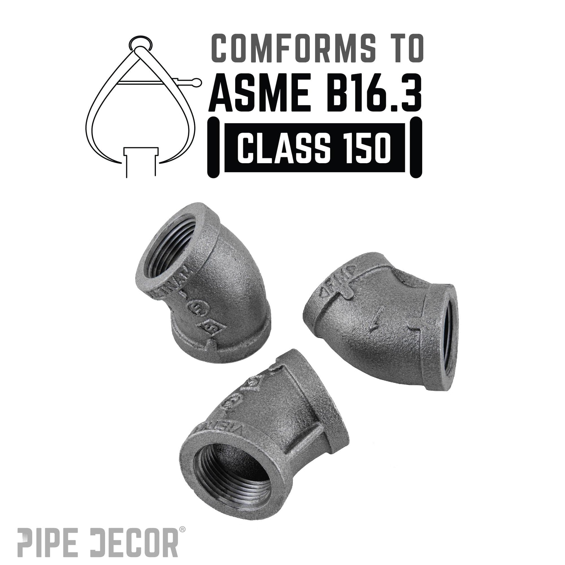 1 in. Black 45 Degree Elbow