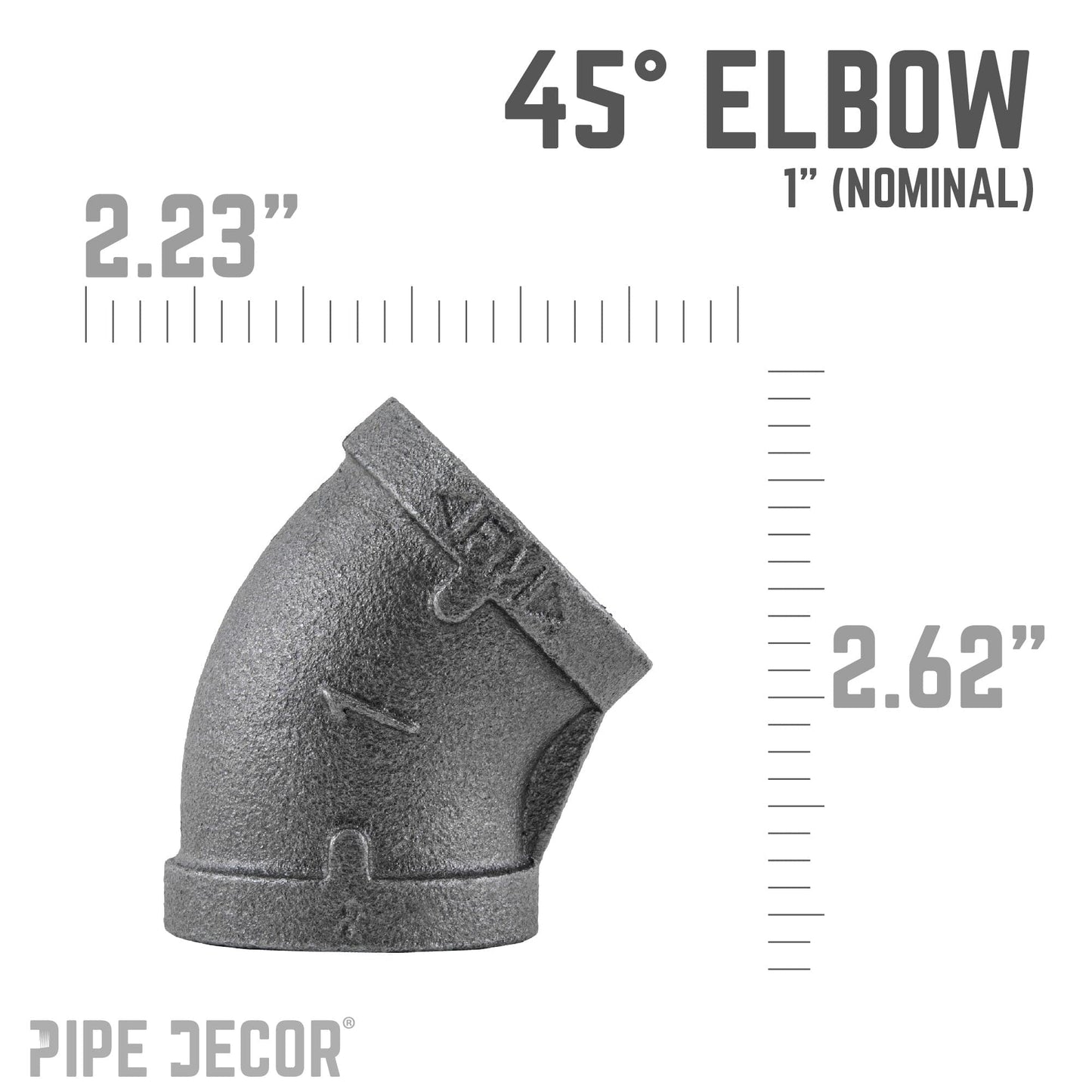 1 in. Black 45 Degree Elbow