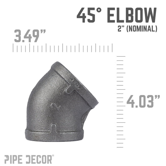 2 in. Black 45 Degree Elbow