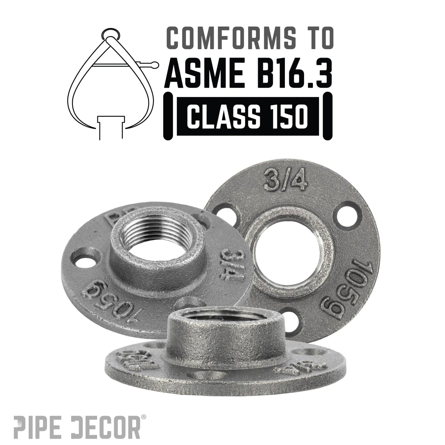 3/4 in. Black Mini Flange