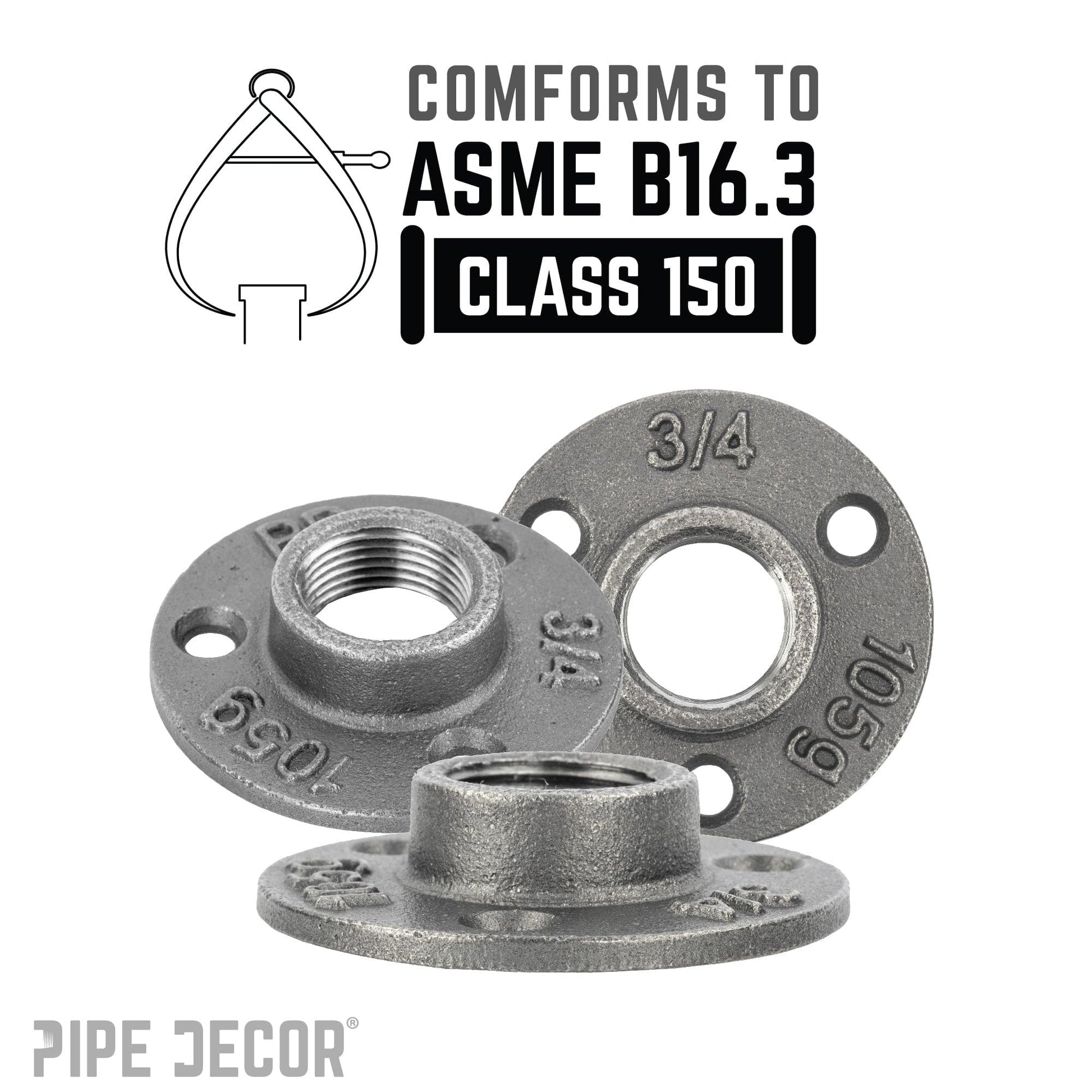 3/4 in. Black Mini Flange