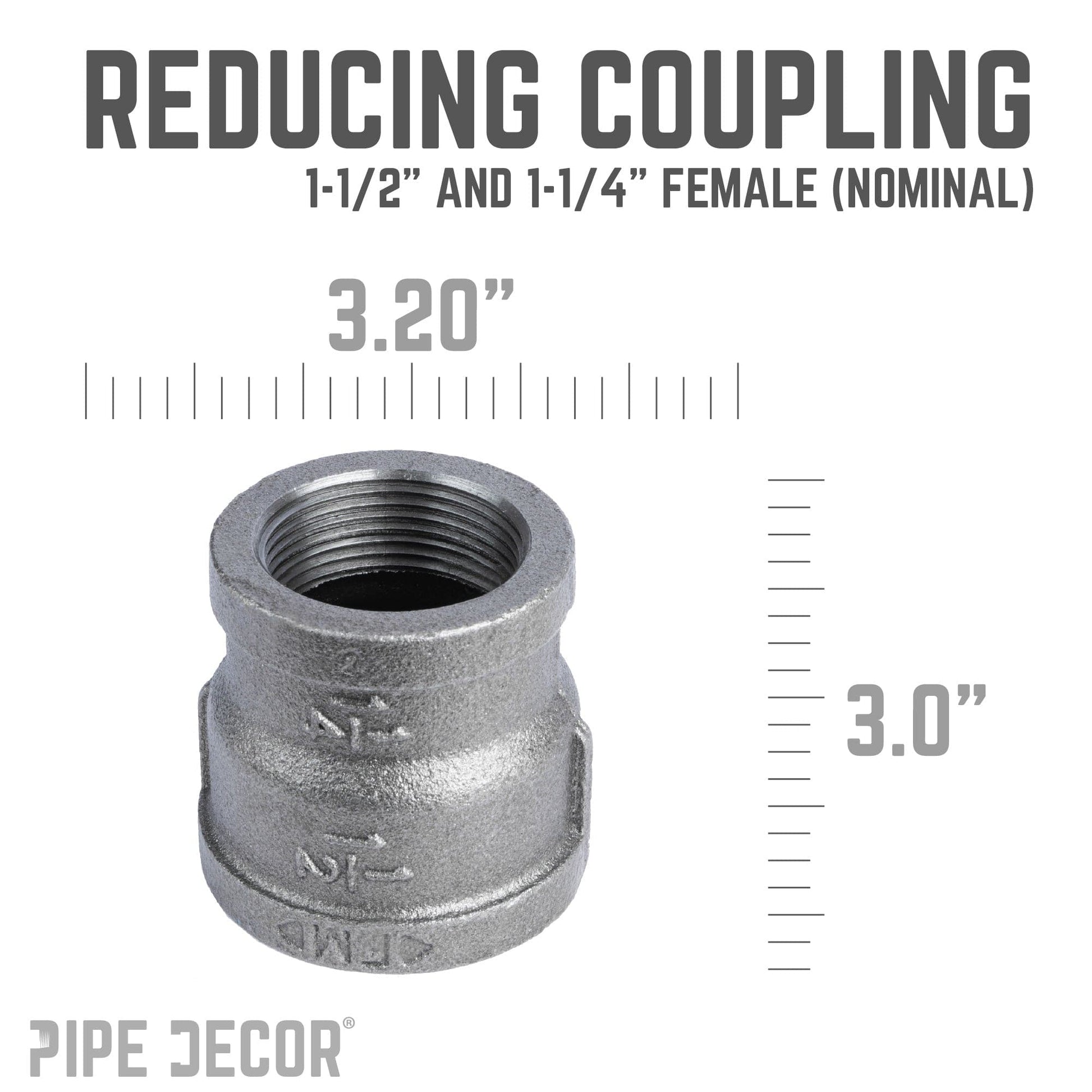 1 1/2 in. x 1 1/4 in. Black Reducing Coupling