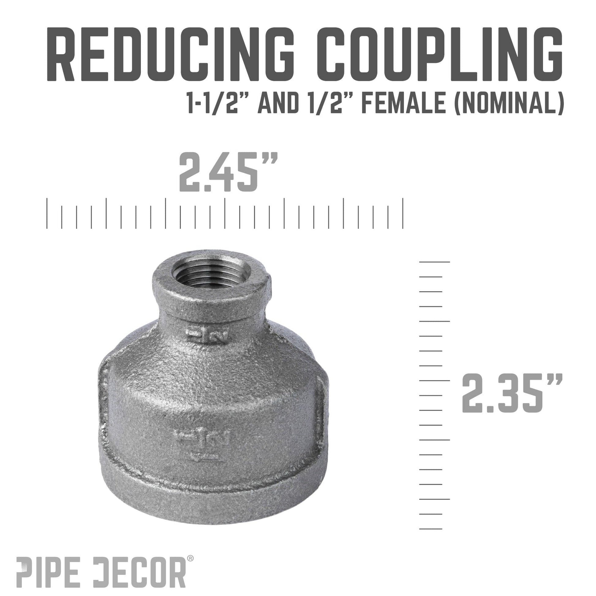 1 1/2 in. x 1/2 in. Black Reducing Coupling