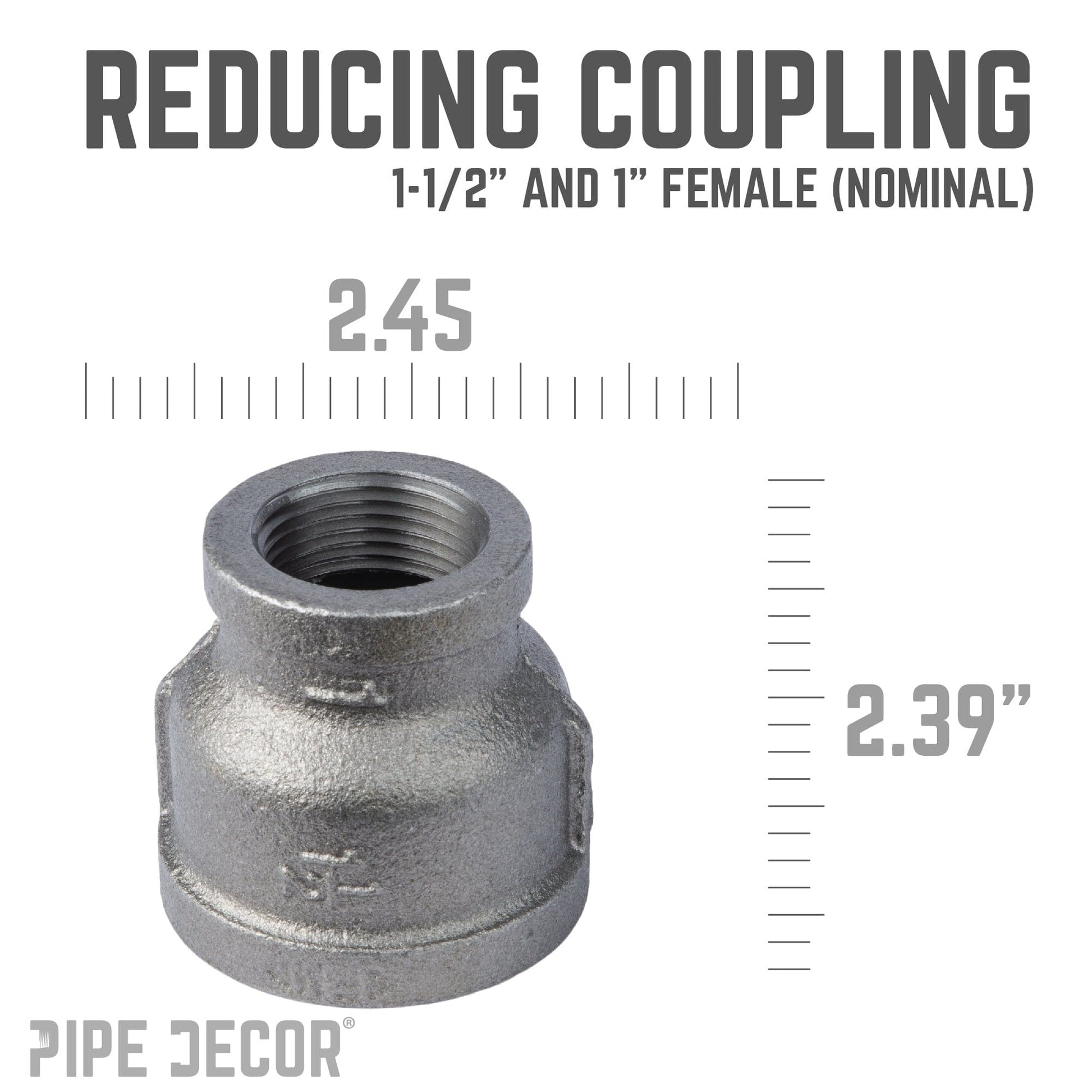 1 1/2 in. x 1 in. Black Reducing Coupling
