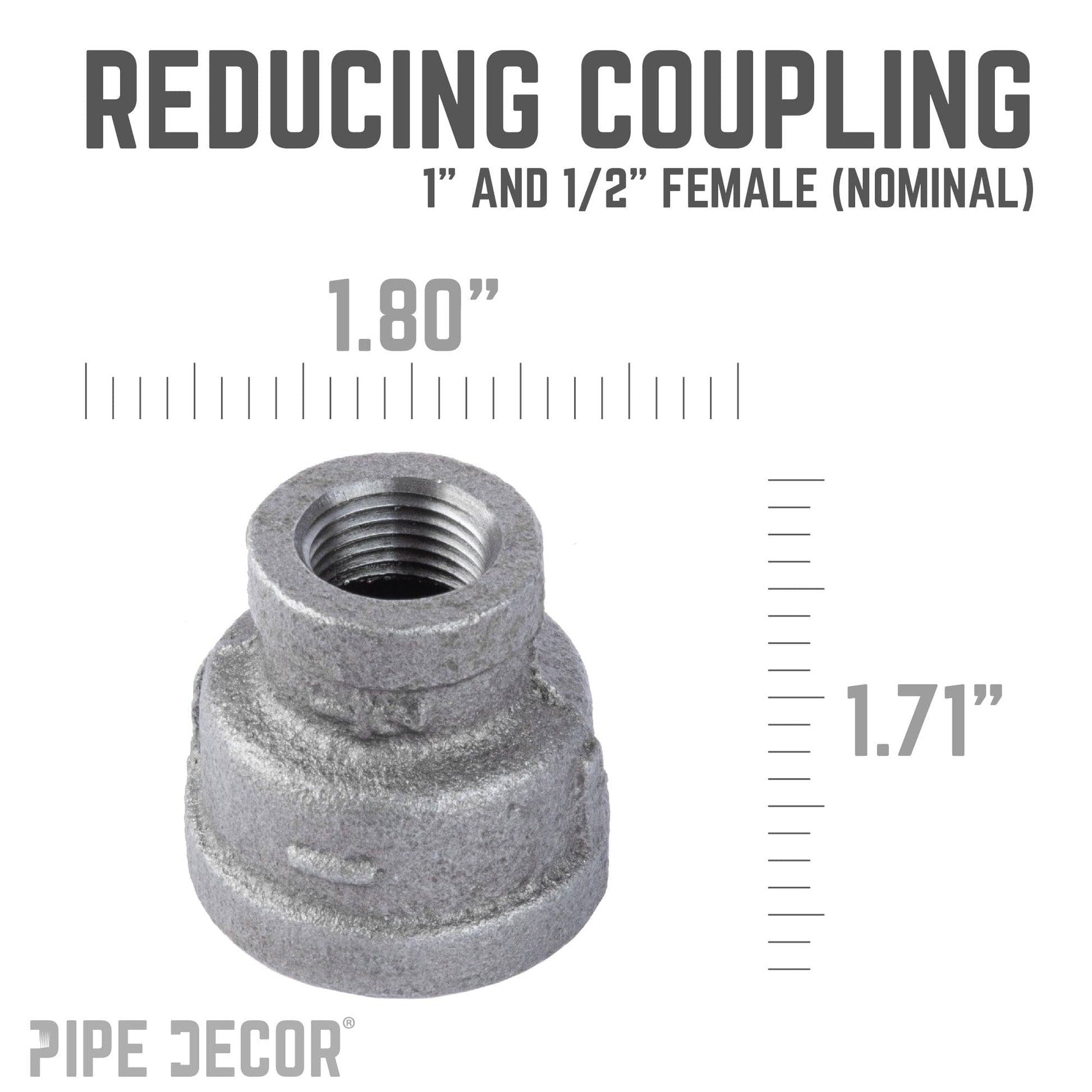 1 in. x 1/2 in. Black Reducing Coupling
