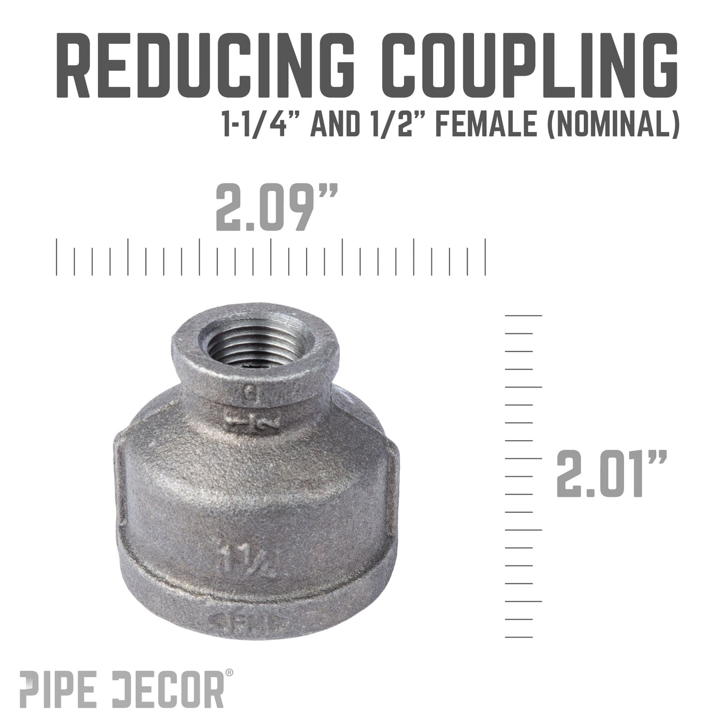 1 1/4 in. x 1/2 in. Black Reducing Coupling