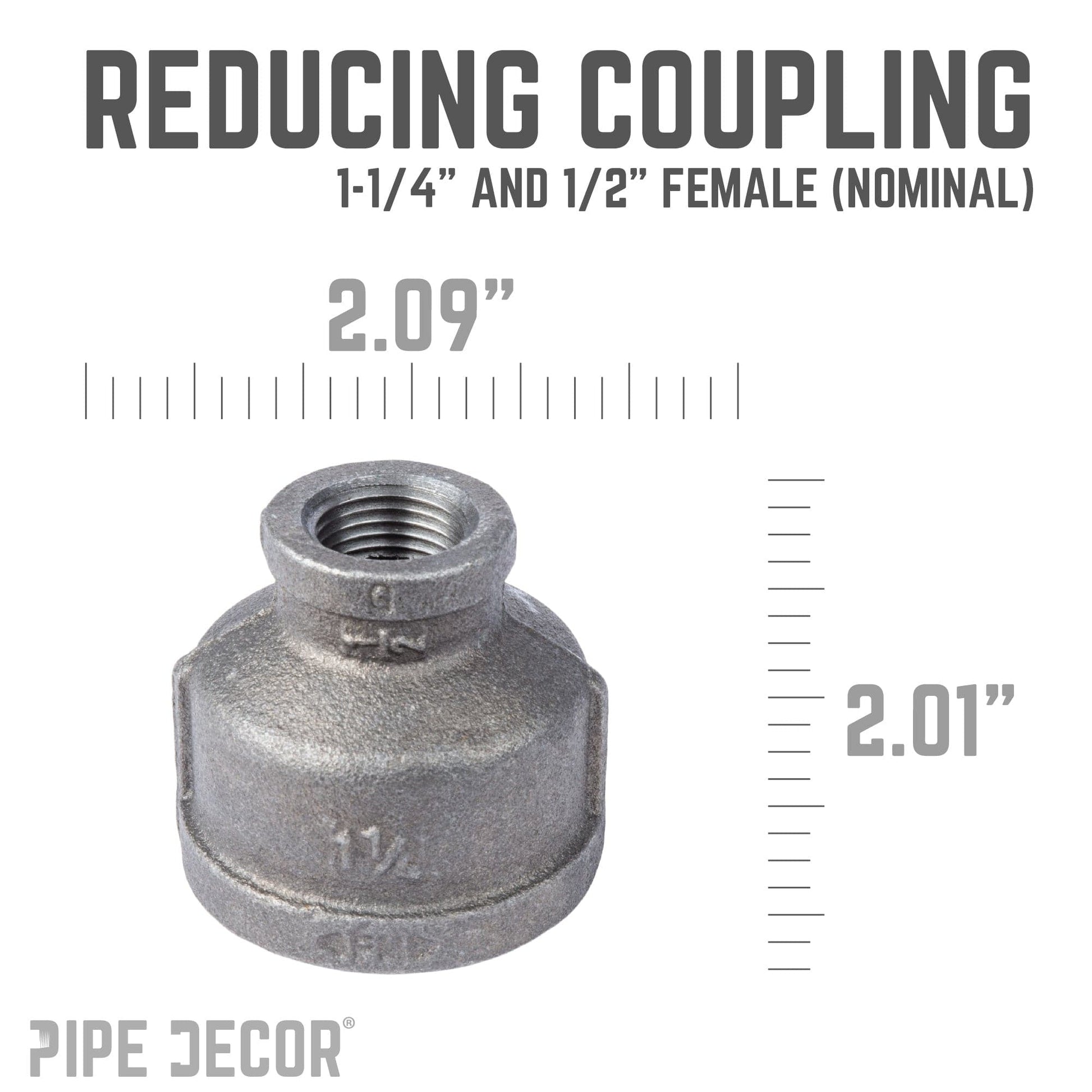 1 1/4 in. x 1/2 in. Black Reducing Coupling