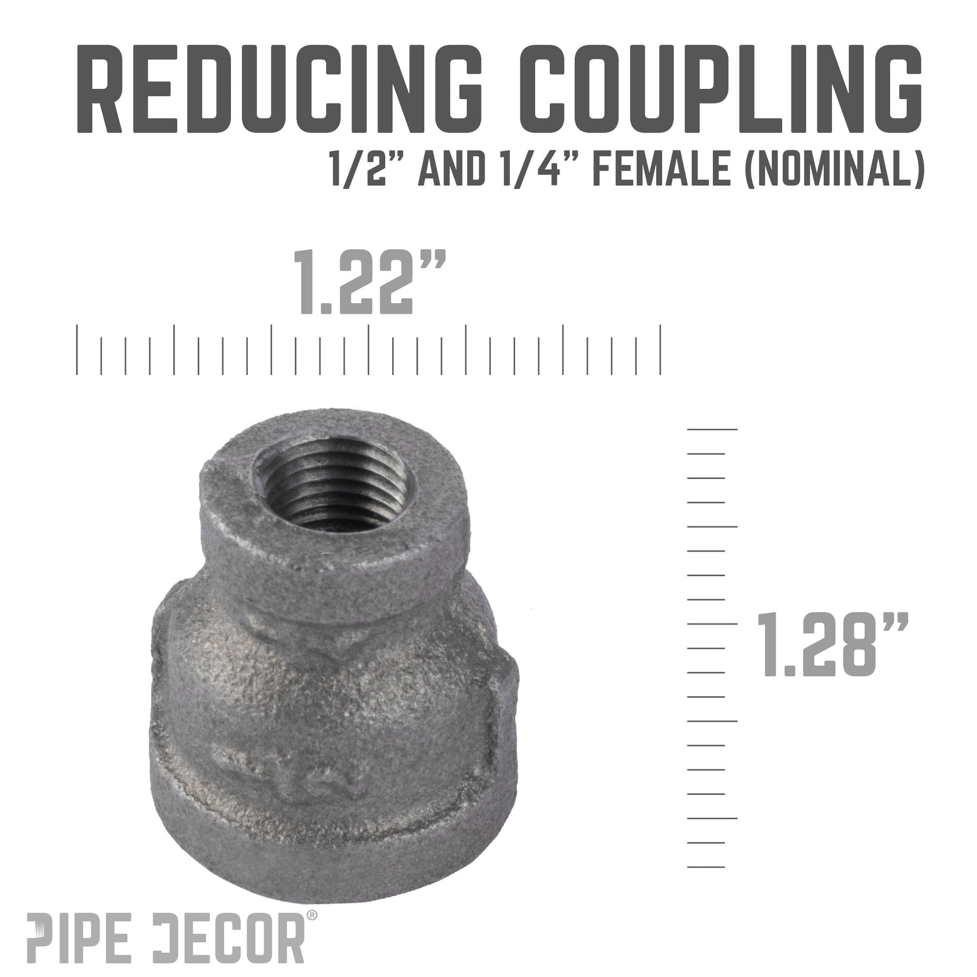 1/2 in. x 1/4 in. Black Reducing Coupling