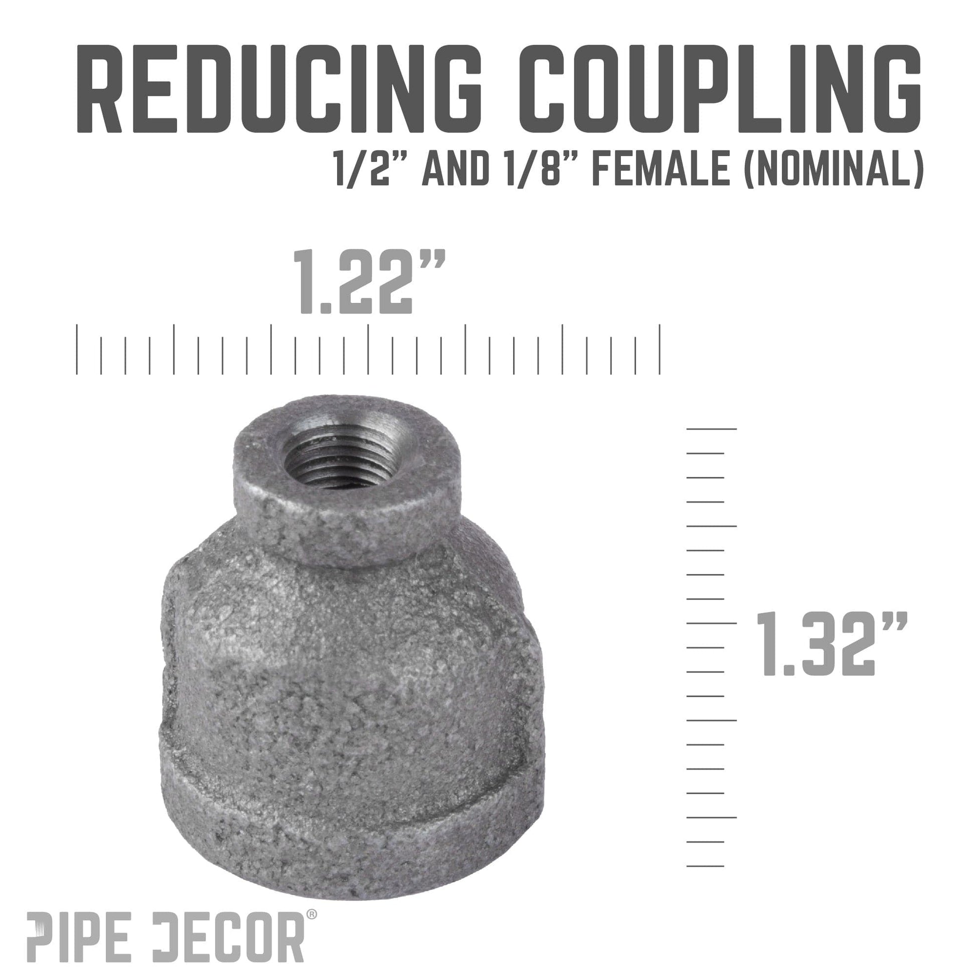 1/2 in. x 1/8 in. Black Reducing Coupling