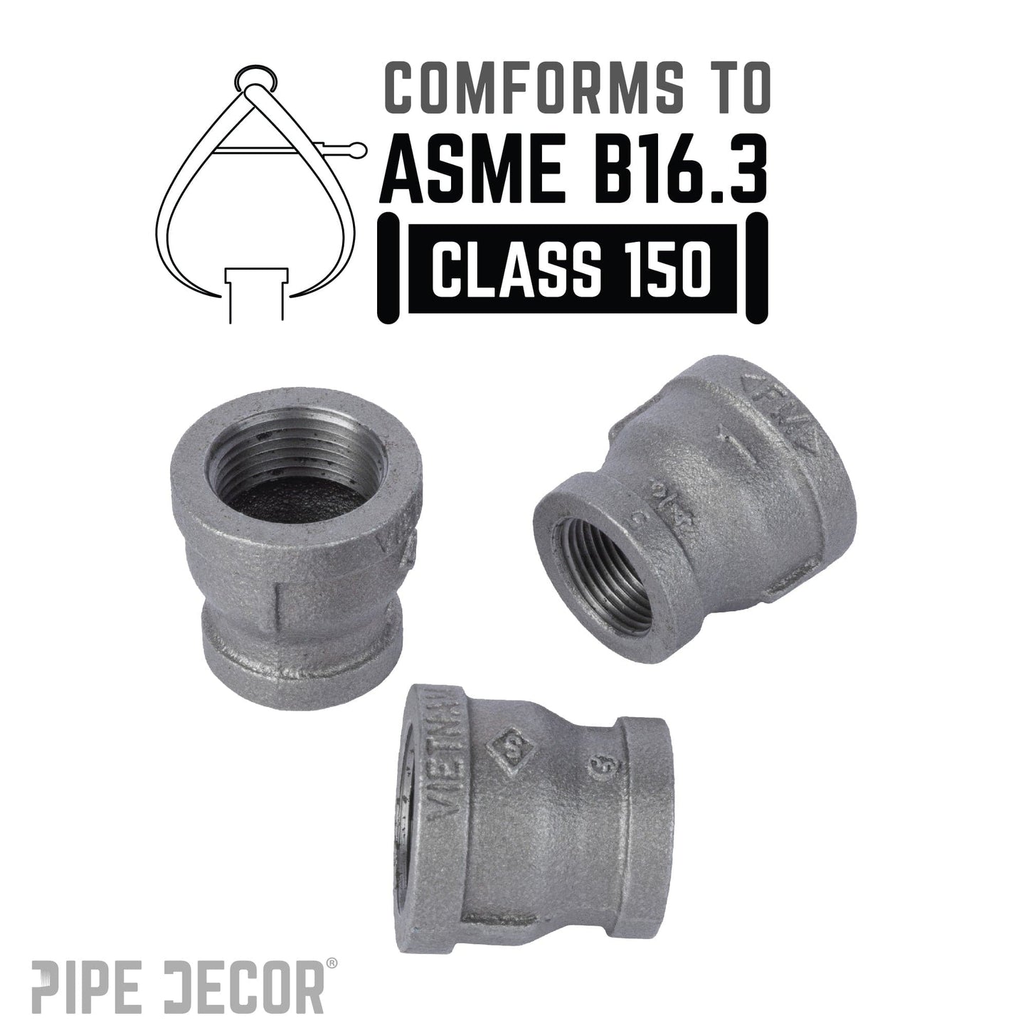 1 in. x 3/4 in. Black Reducing Coupling