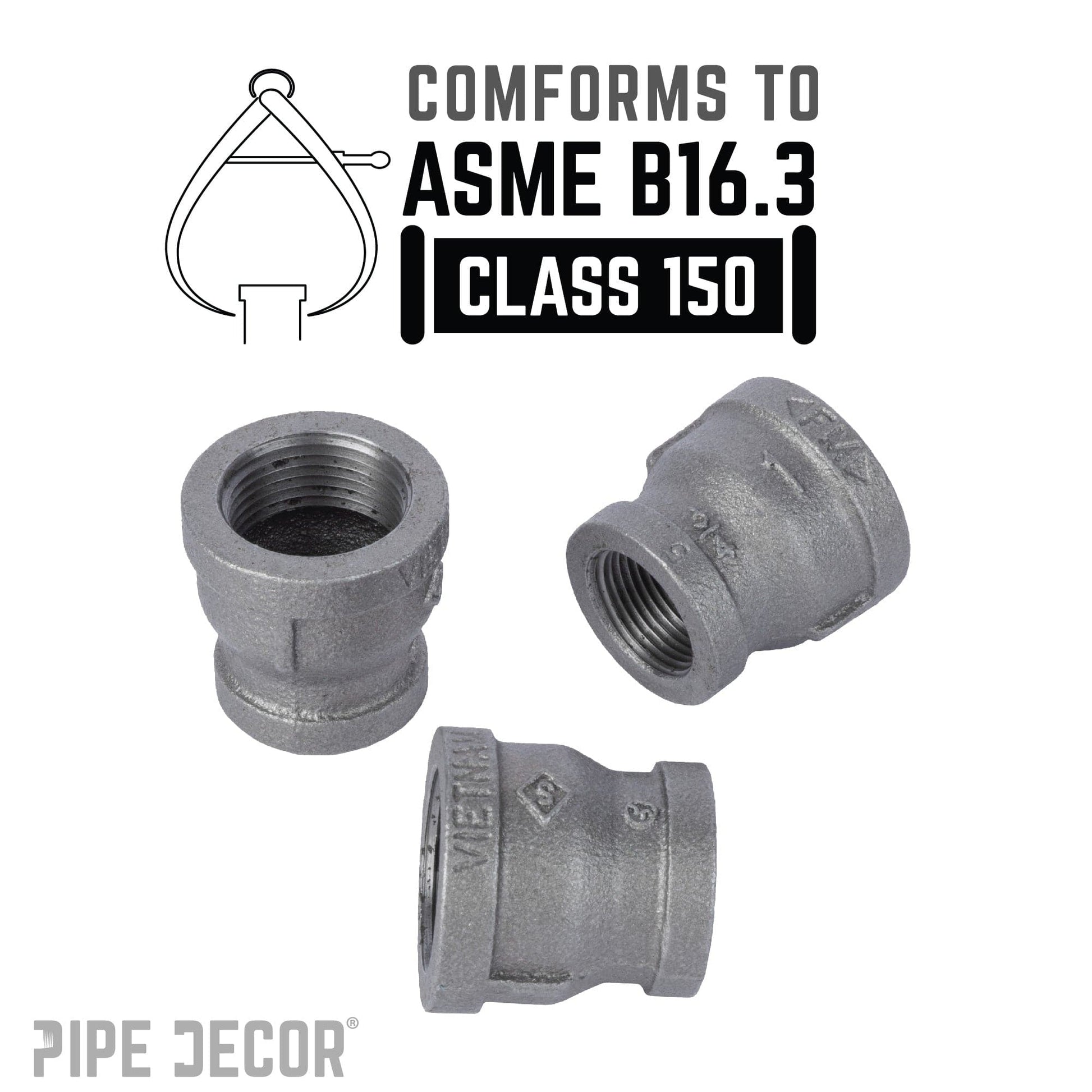 1 in. x 3/4 in. Black Reducing Coupling