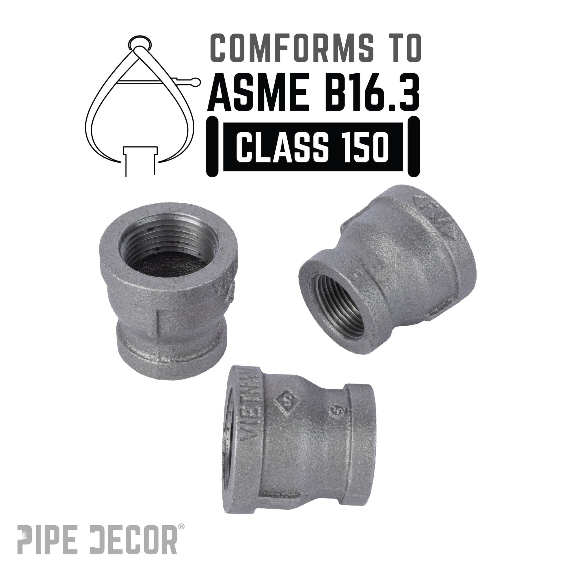 2 in. x 1 1/2 in. Black Reducing Coupling