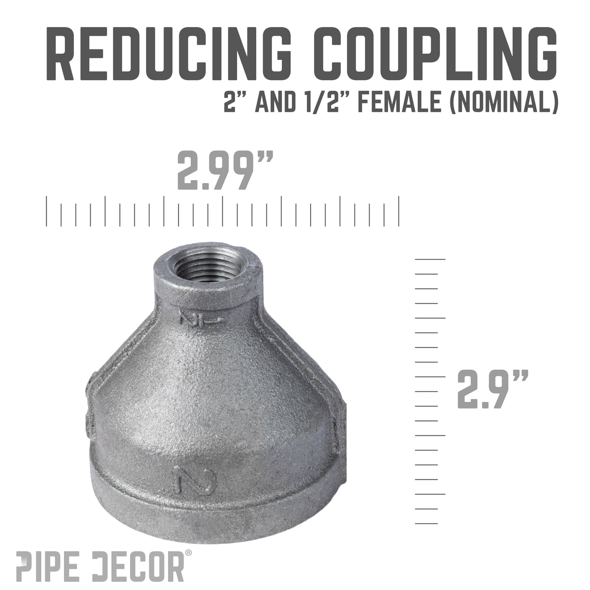 2 in. x 1/2 in. Black Reducing Coupling