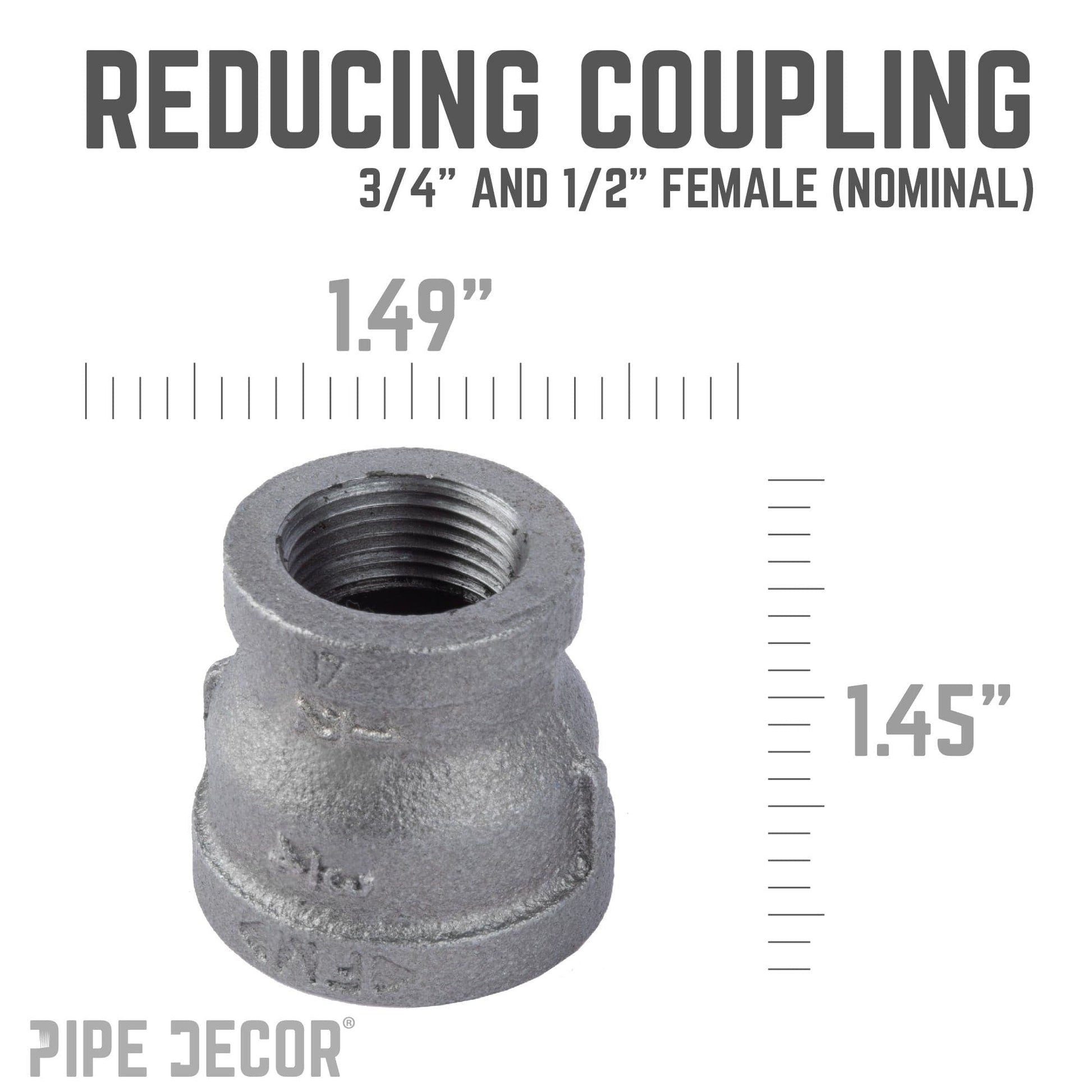 3/4 in. x 1/2 in. Black Reducing Coupling