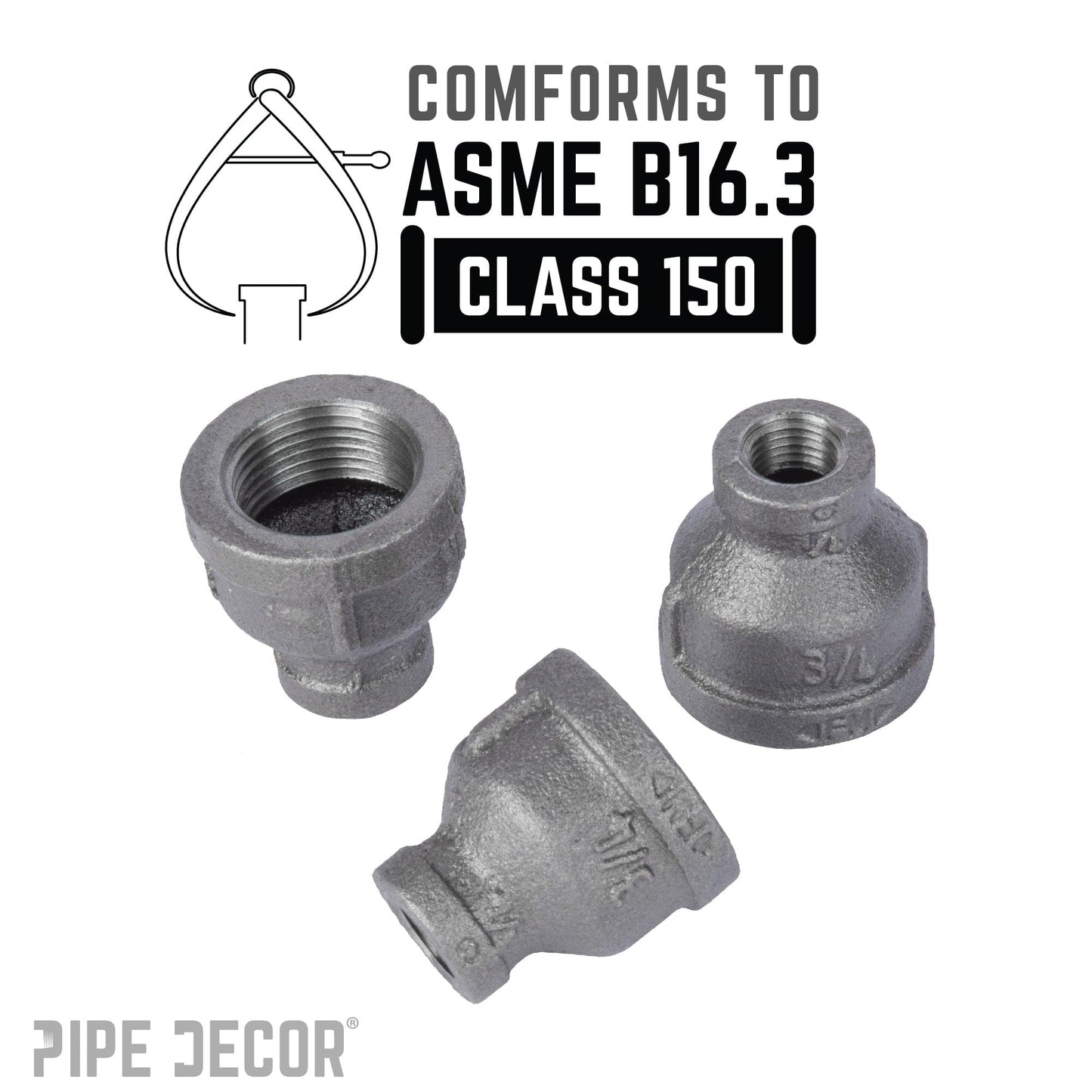 3/4 in. x 1/4 in. Black Reducing Coupling