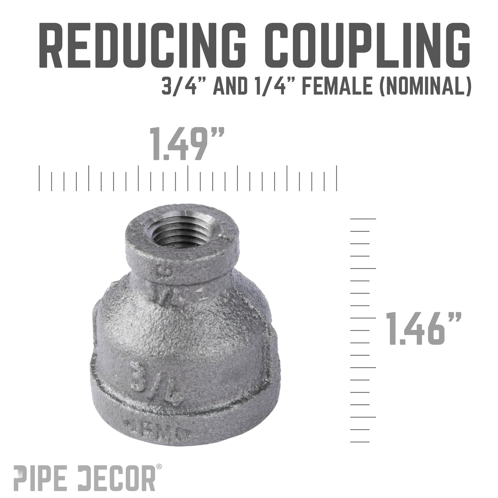 3/4 in. x 1/4 in. Black Reducing Coupling