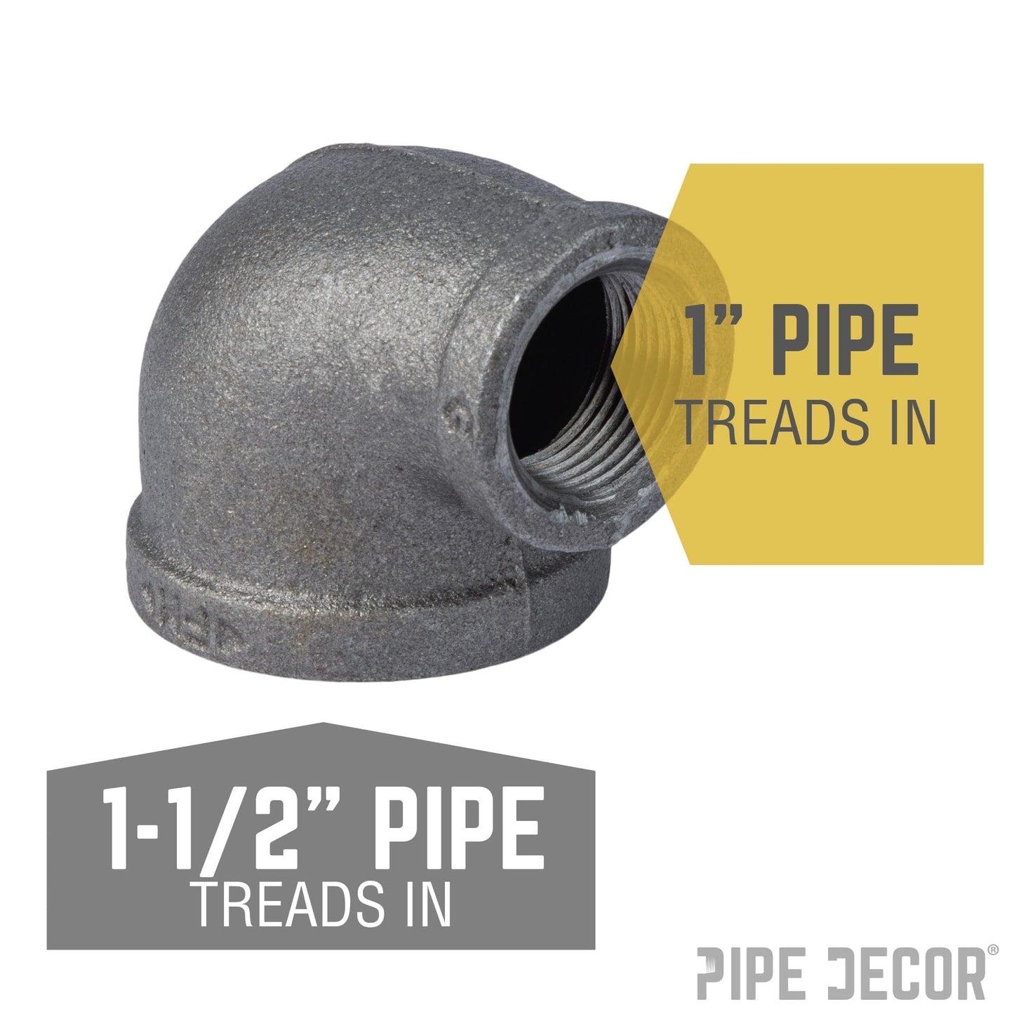 1 1/2 in. x 1 in. Black Reducing Elbow