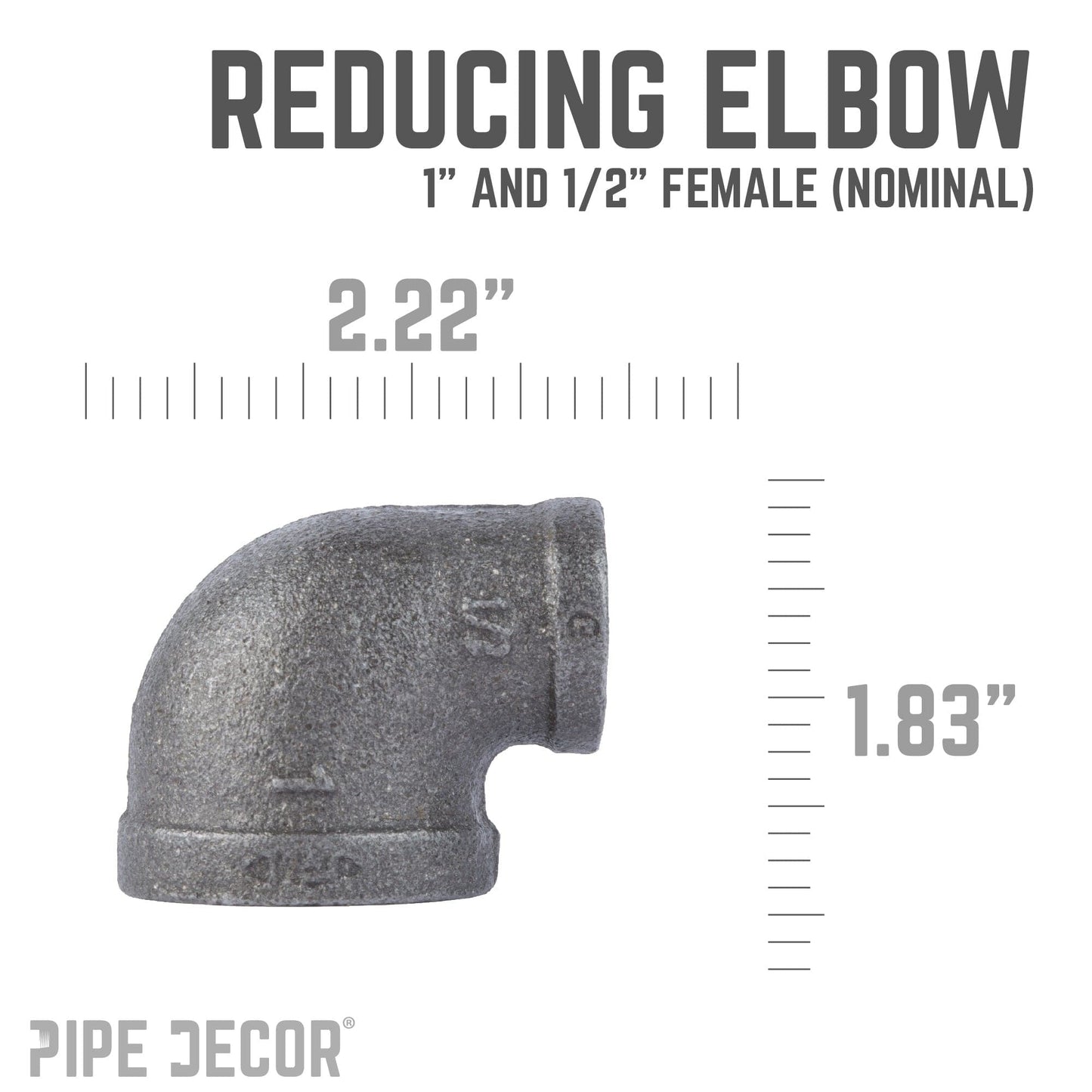 1 in. x 1/2 in. Black Reducing Elbow