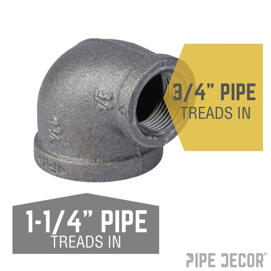 1 1/4 in. x 3/4 in. Black Reducing Elbow