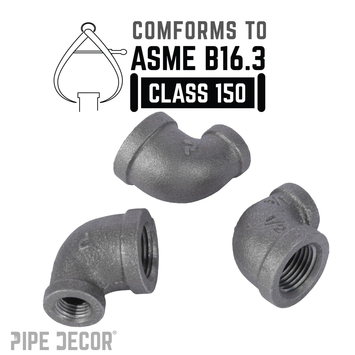 1/2 in. x 1/4 in. Black Reducing Elbow