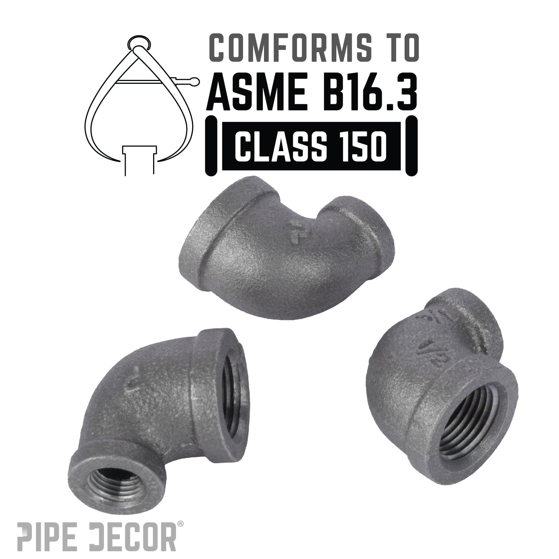 1/2 in. x 1/4 in. Black Reducing Elbow