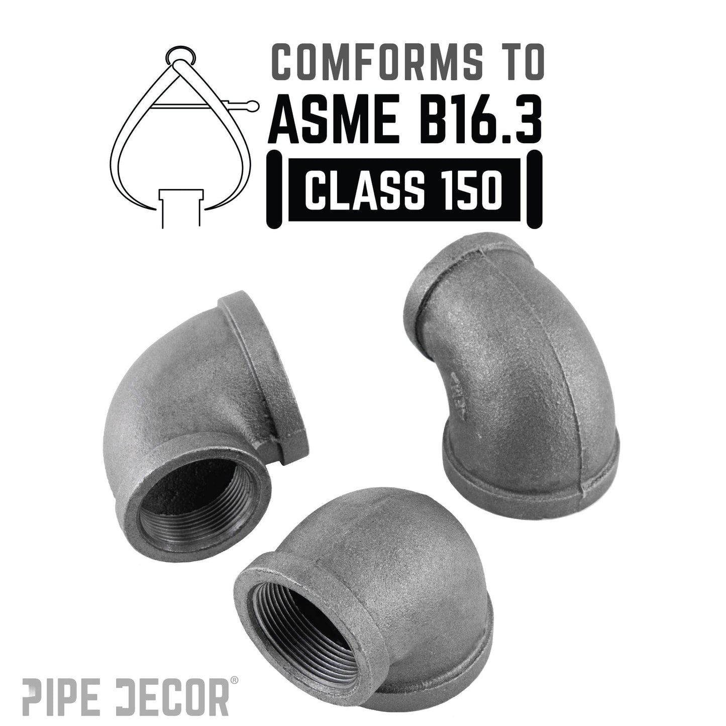 2 in. x 1 1/2 in. Black Reducing Elbow